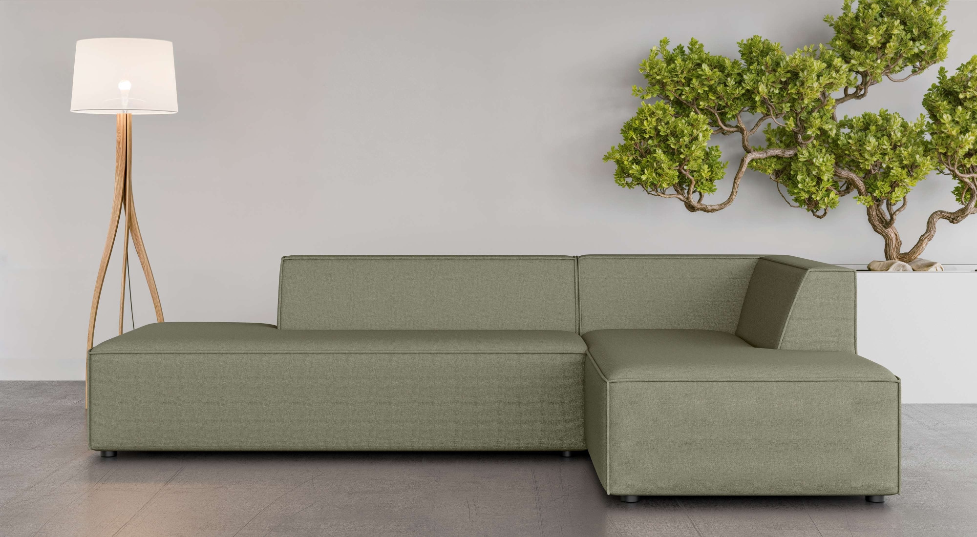 GOODproduct Canapé d'angle »Ecksofa Cavan mit Ottomane links oder rechts bestellbar« forme en L avec suspension à ressorts ondulés, dimensions L/P/H : 270/180/72 cm