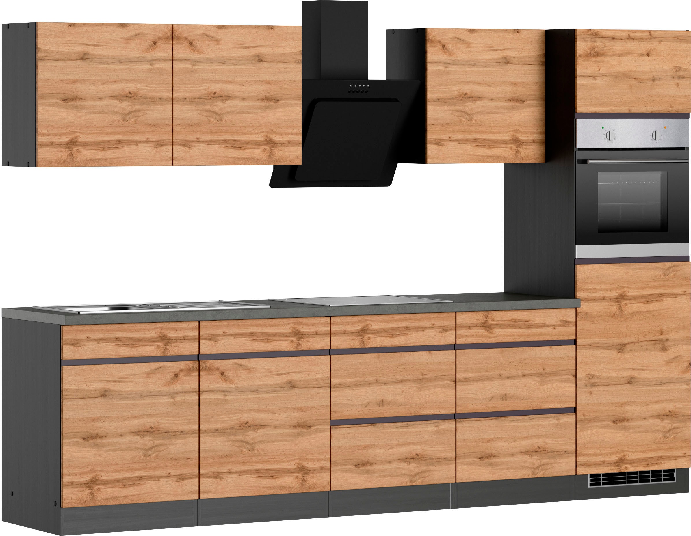 KOCHSTATION Kitchenette »KS-Riesa« largeur d’installation 300 cm, sans appareils électriques