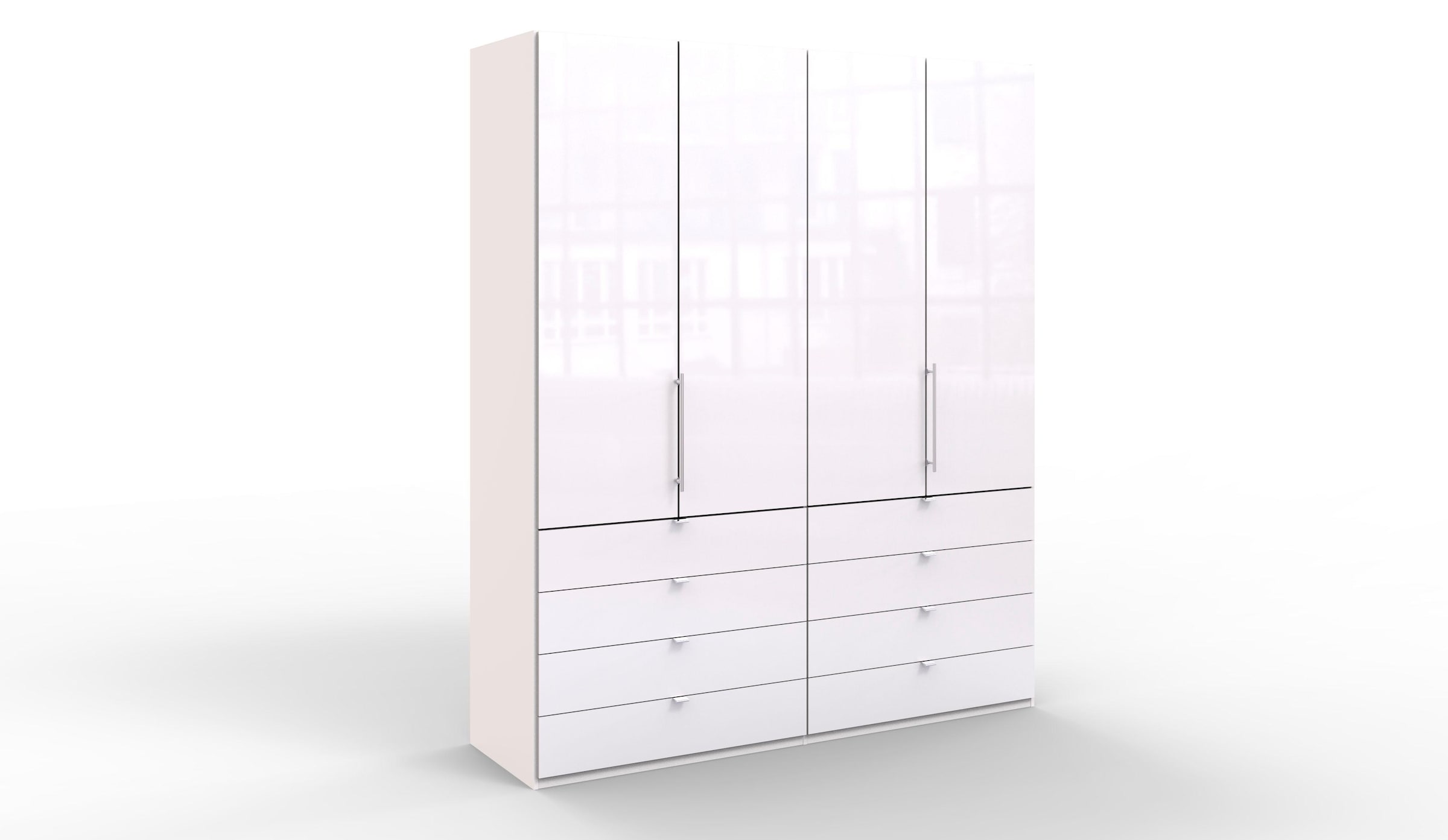 WIEMANN Armoire à portes pliantes »Loft, Kleiderschrank, Schrank, Wäscheschrank, mit Glasfront« 3 Breiten, 2 Höhen 216/236 cm auswählbar, MADE IN GERMANY,  inkl. gepämpften Schubkästen und Türen, mit Panoramaöffnung