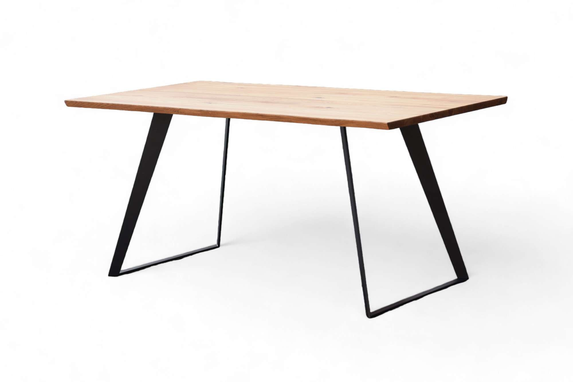 Home affaire Esstisch »Talwiese Küchentisch, U-Form Metallgestell, Wildeiche massiv geölt« Baum Kante oder Schweizer Kante, erhältlich in 3 Grössen und 2 Farben