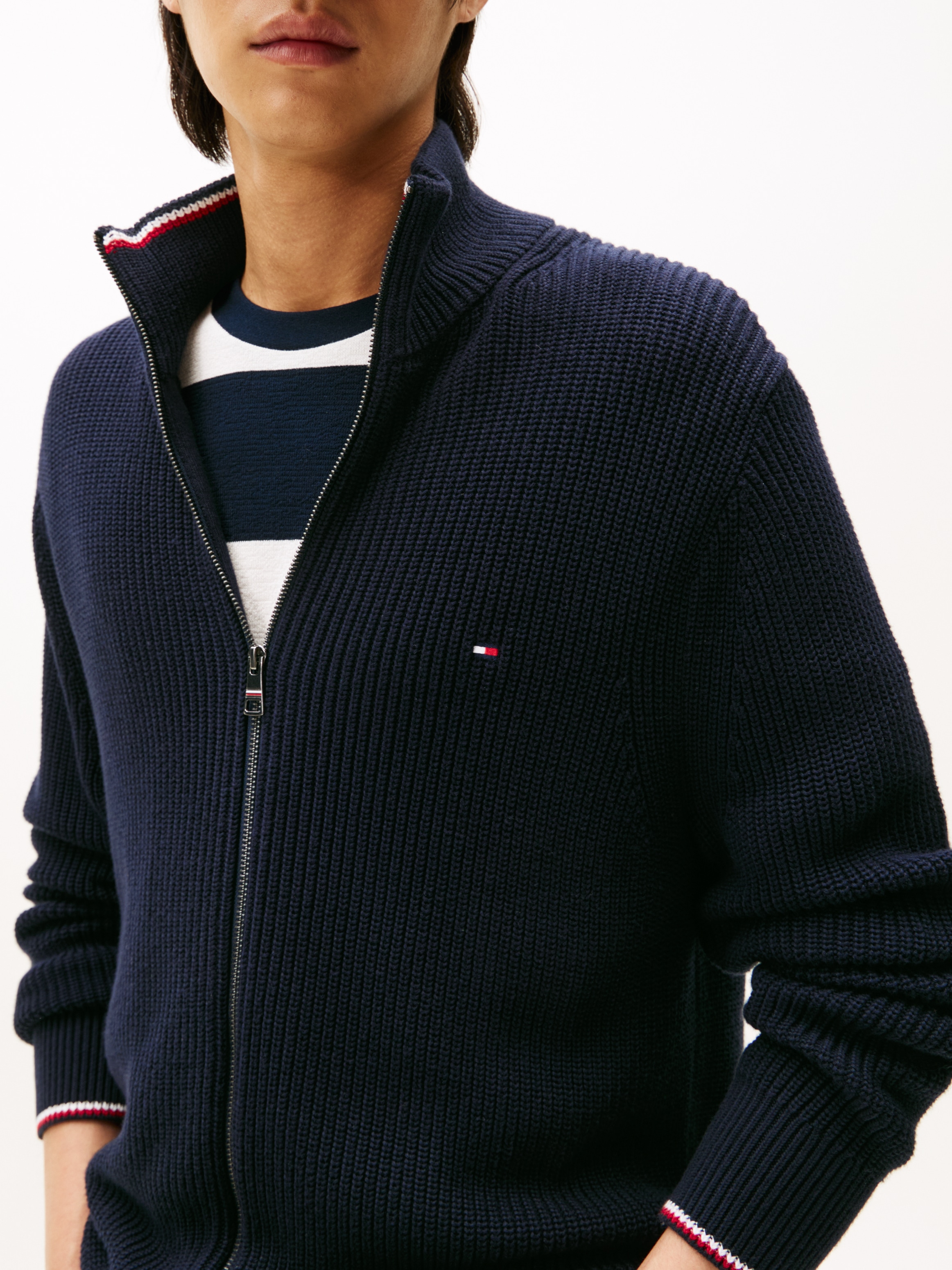 Tommy Hilfiger Veste en tricot »RWB RIB ZIP THROUGH« Rippstrick