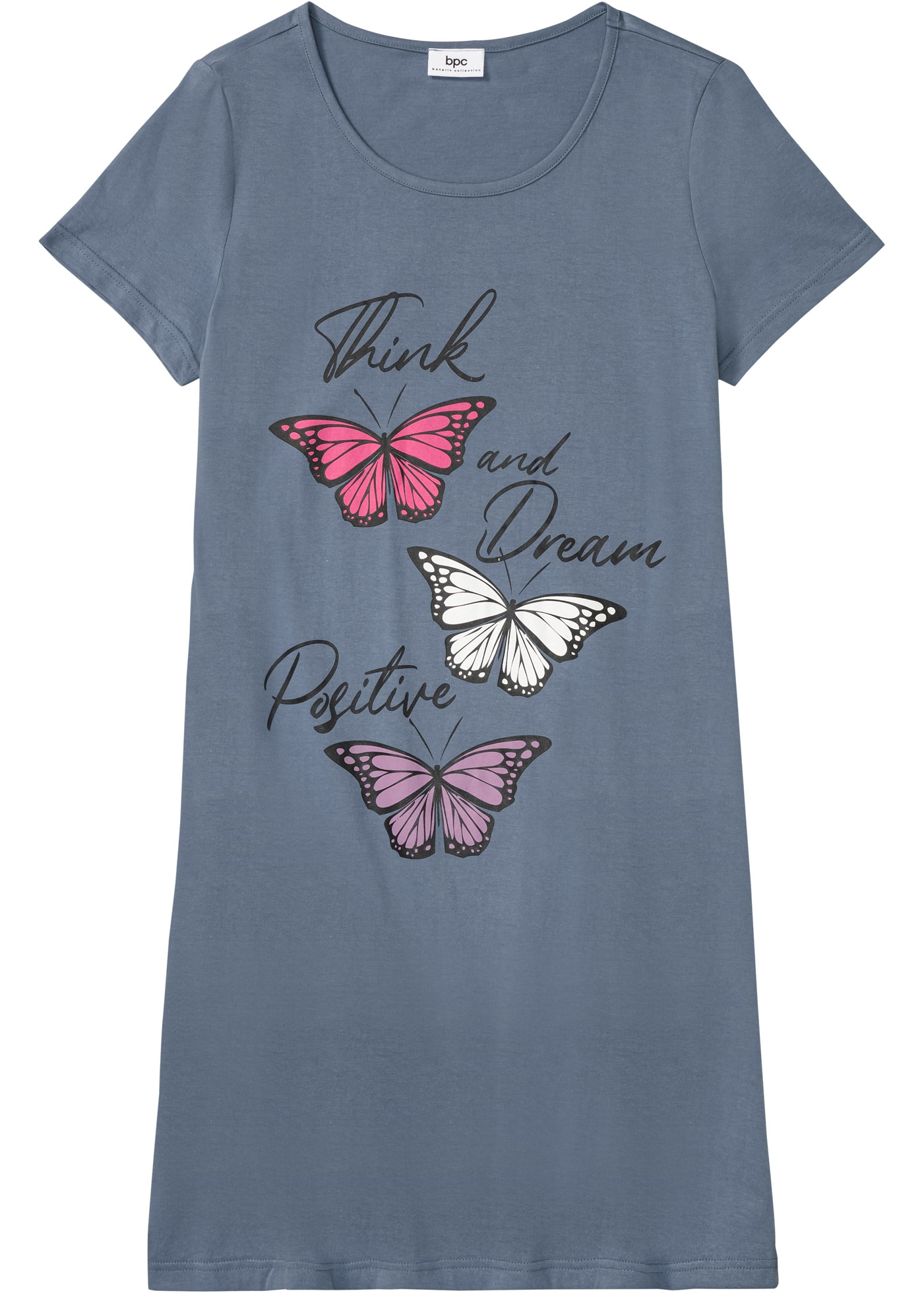 bonprix Nachthemd aus reiner Baumwolle, mit kurzem Arm, Frontdruck