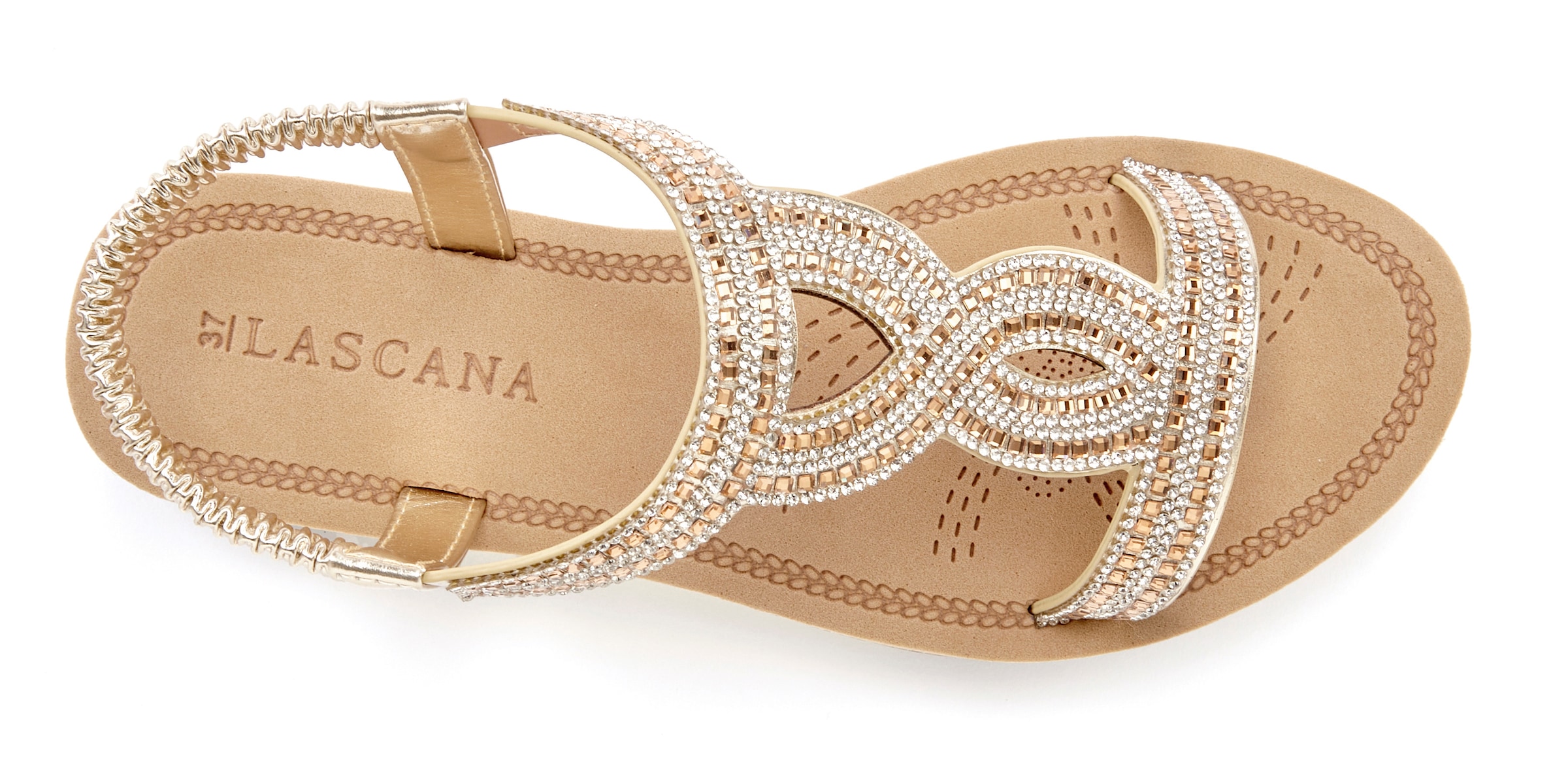 Vivance Sandale »Sandalette, Sommerschuh, offener Schuh«  avec brides élastiques et strass VEGAN