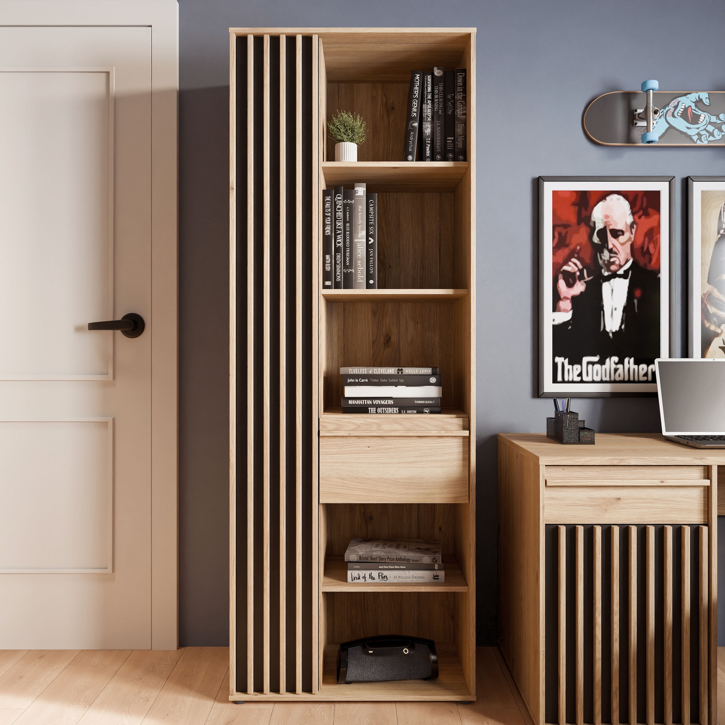 FORTE Étagère »Stauraumregal, 1T/1SK, Soft Close, Vollauszug SK« L/H/P 73,1/200,1/41,7 cm éclairage optionnel