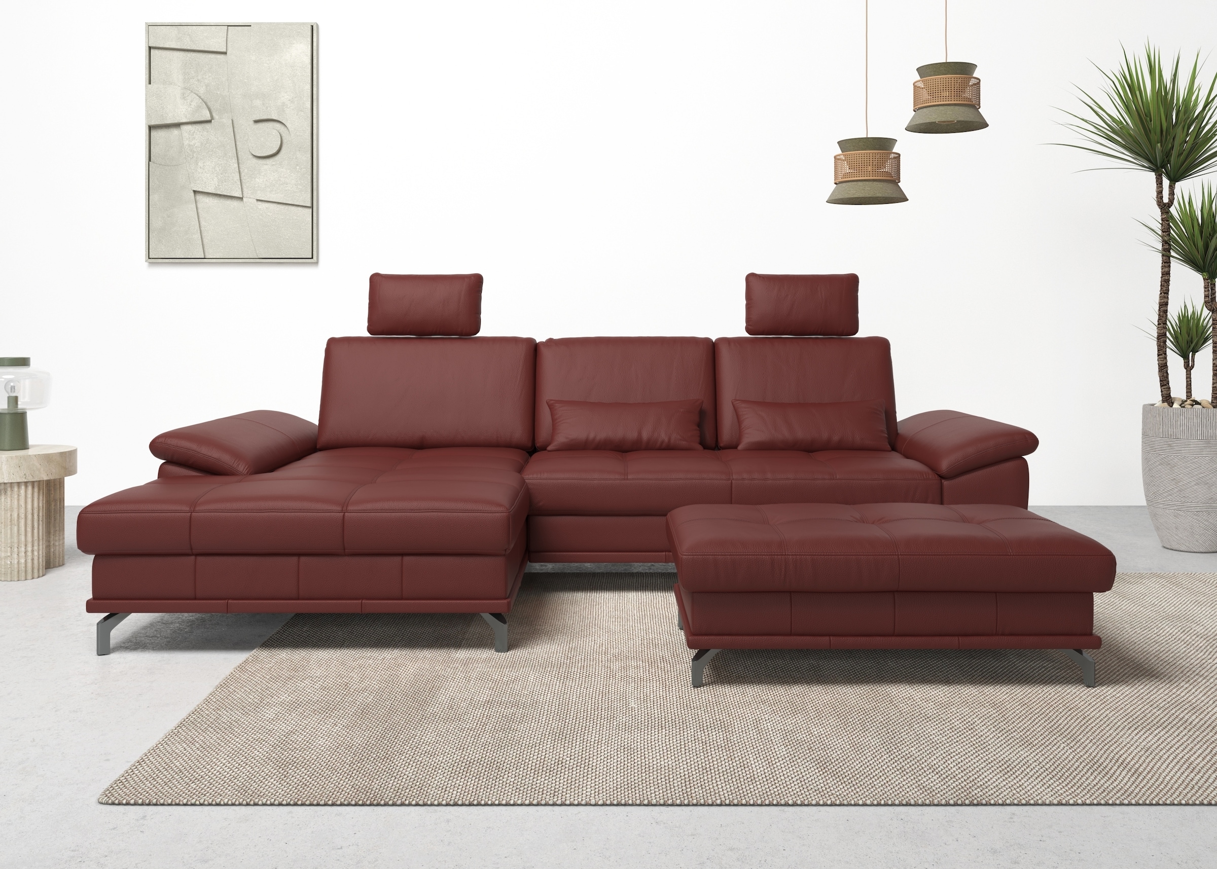GOODproduct Ecksofa »Costello L-Form, Sitztiefen- & Armteilverstellung, 3 Nierenkissen« optional Schlaffunktion & Stauraum, Federkern