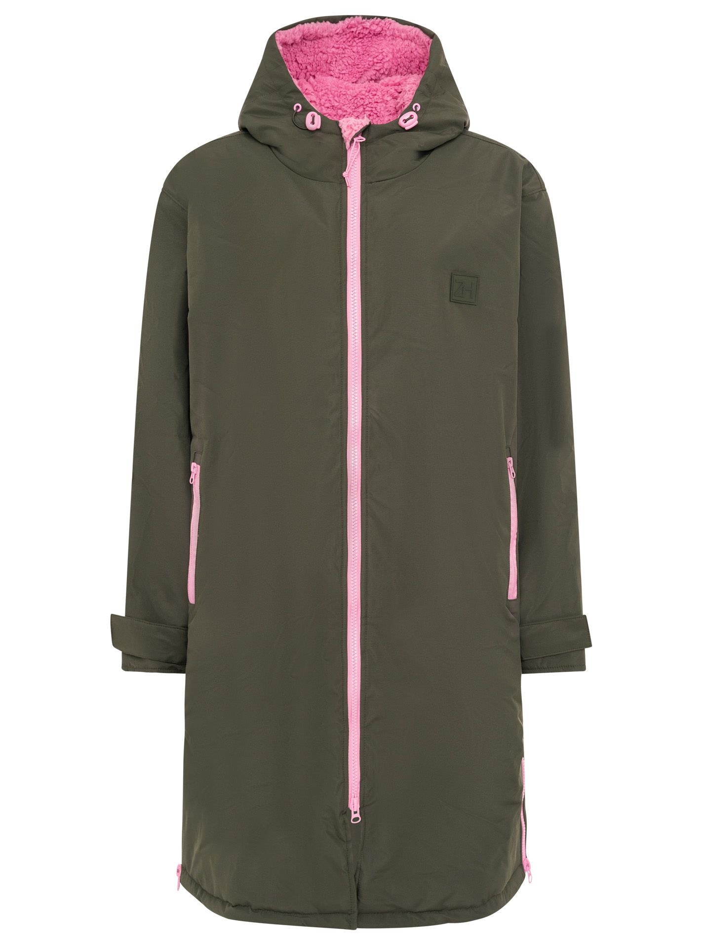 Zwillingsherz Kurzmantel »"Oversize Windjacke ZH"« seitliche Taschen, Kapuze, Reissverschluss, Teddy Futter