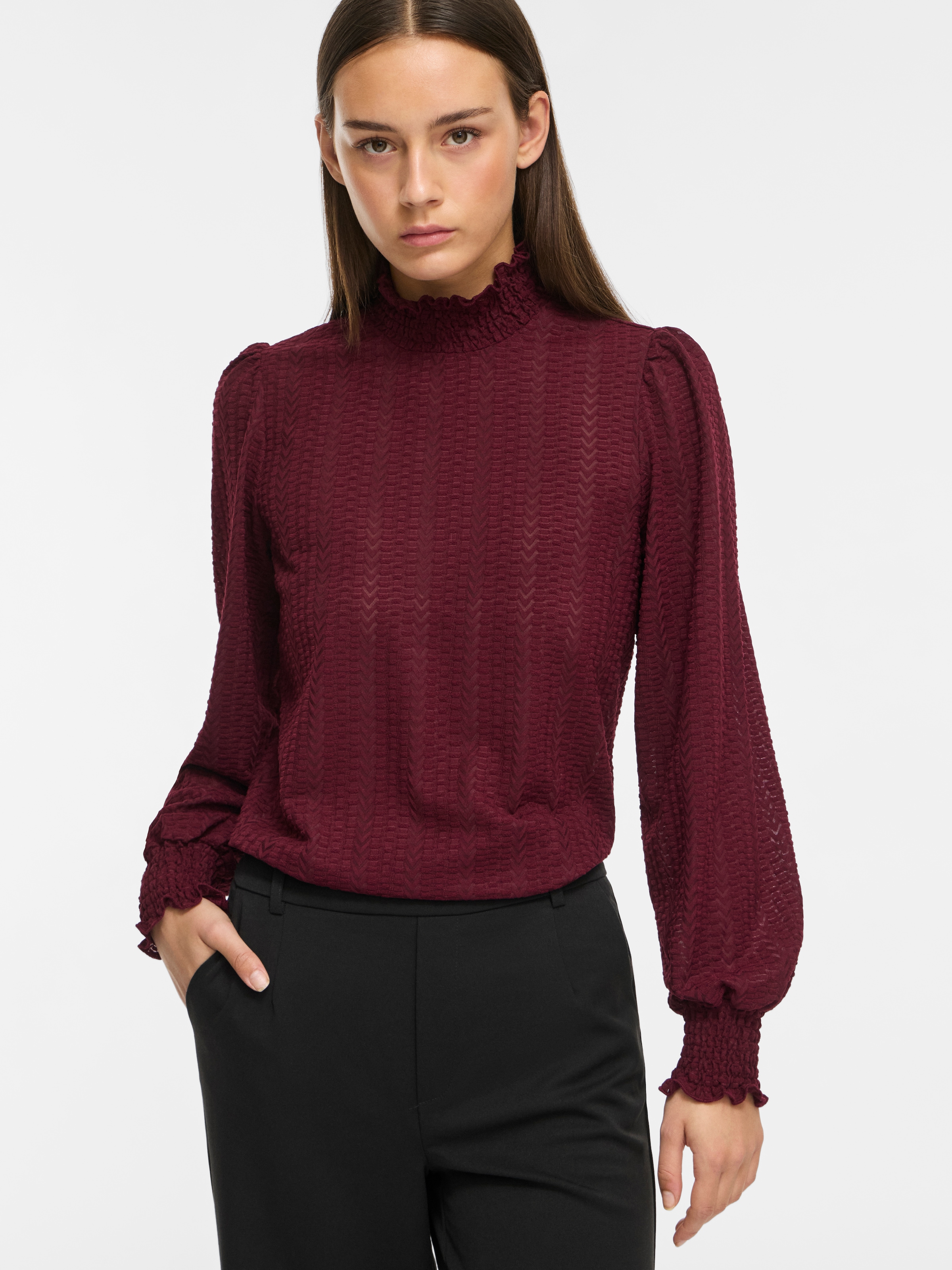 Vila T-shirt à col montant »VILYRI L/S SMOCK TOP - NOOS« mélange de matériaux