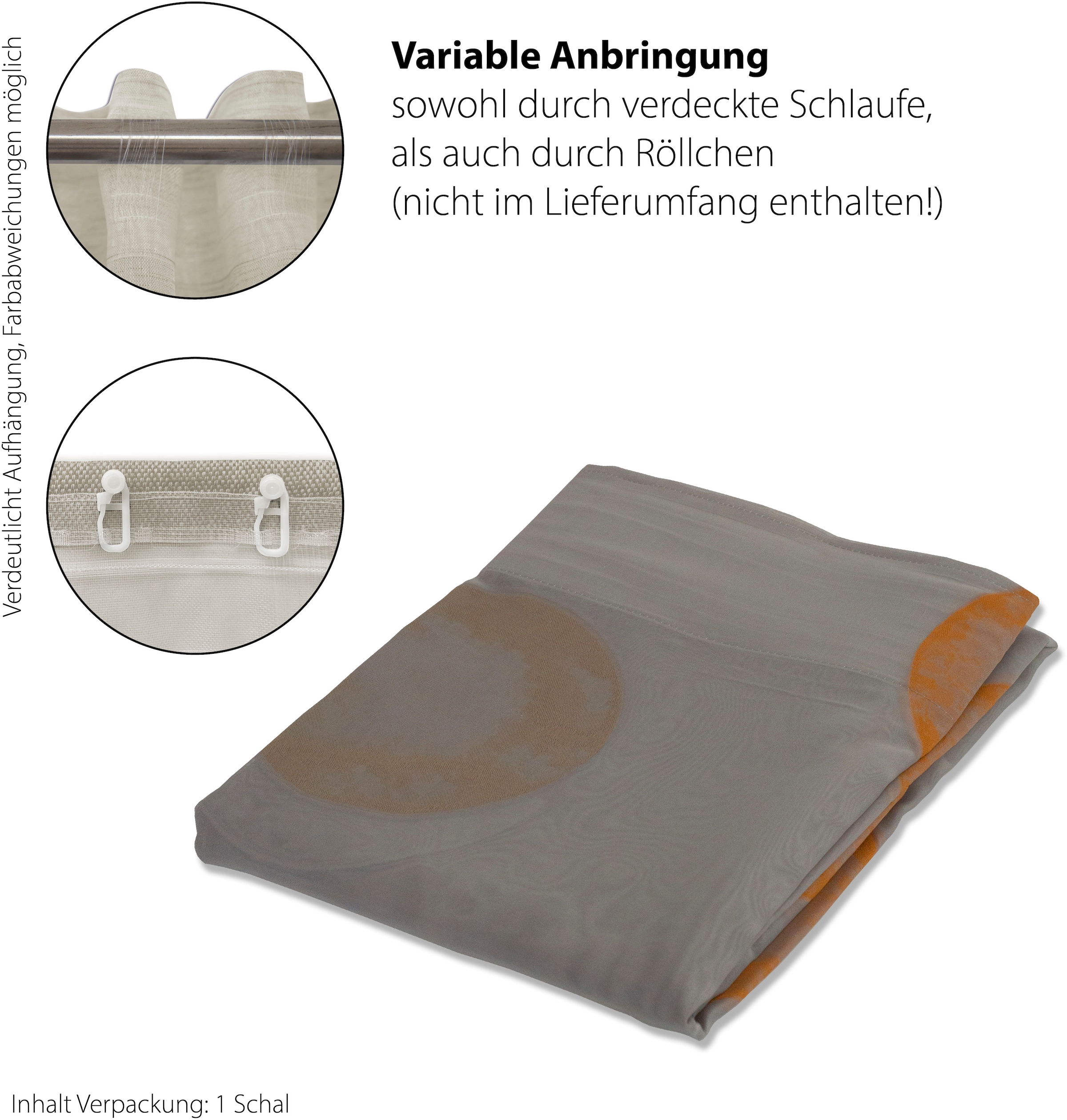 HOMING Vorhang »Kaleo« verdeckte Schlaufen 1 Stk. tlg. Vorhang mit verdeckten Schlaufen Kaleo weiss/grau 140x245cm