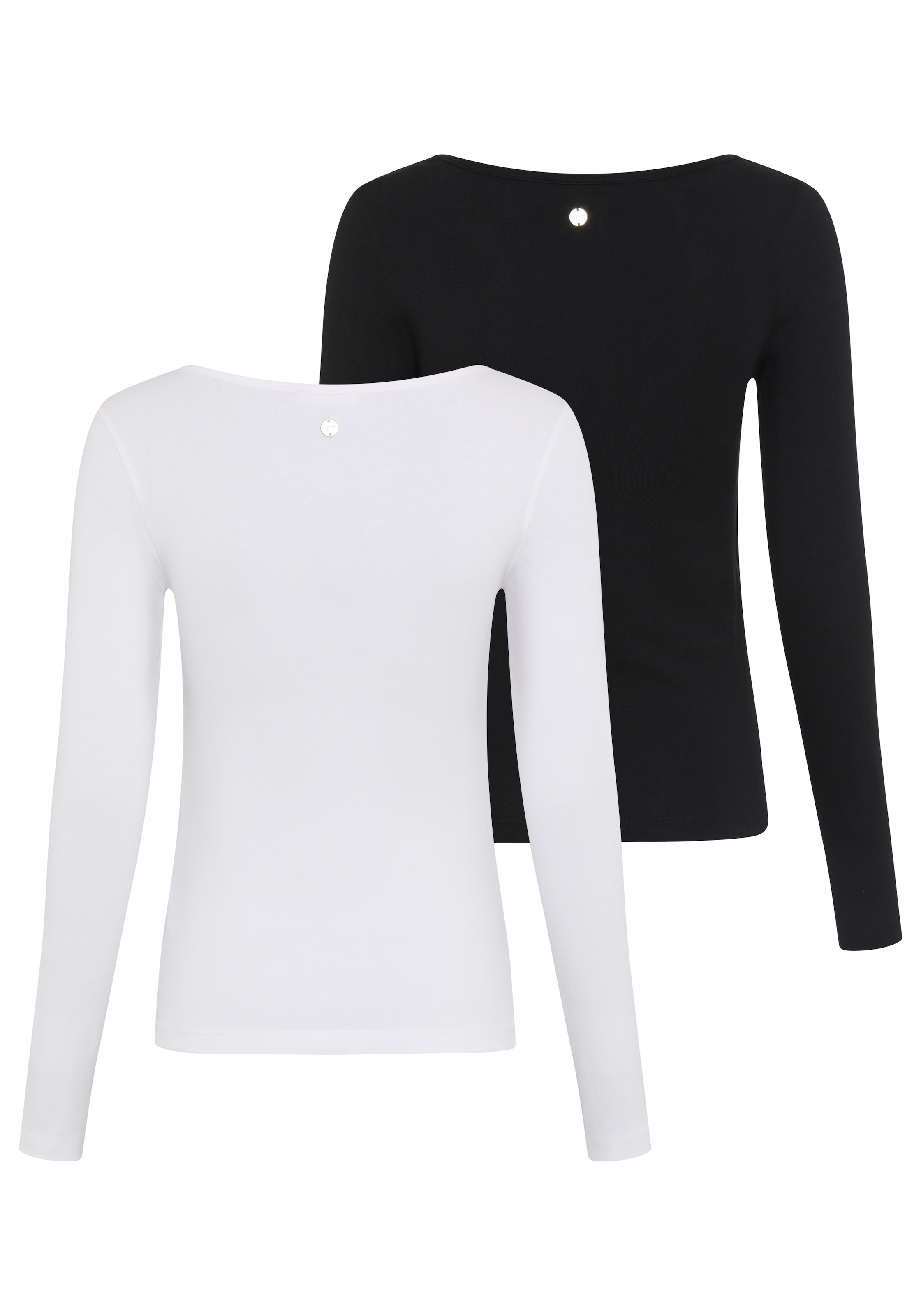 Tamaris T-shirt à manches longues »im Doppelpack, aus elastischer Baumwollqualität« Paquet, 2,  coupe très ajustée, forme longueur hanches