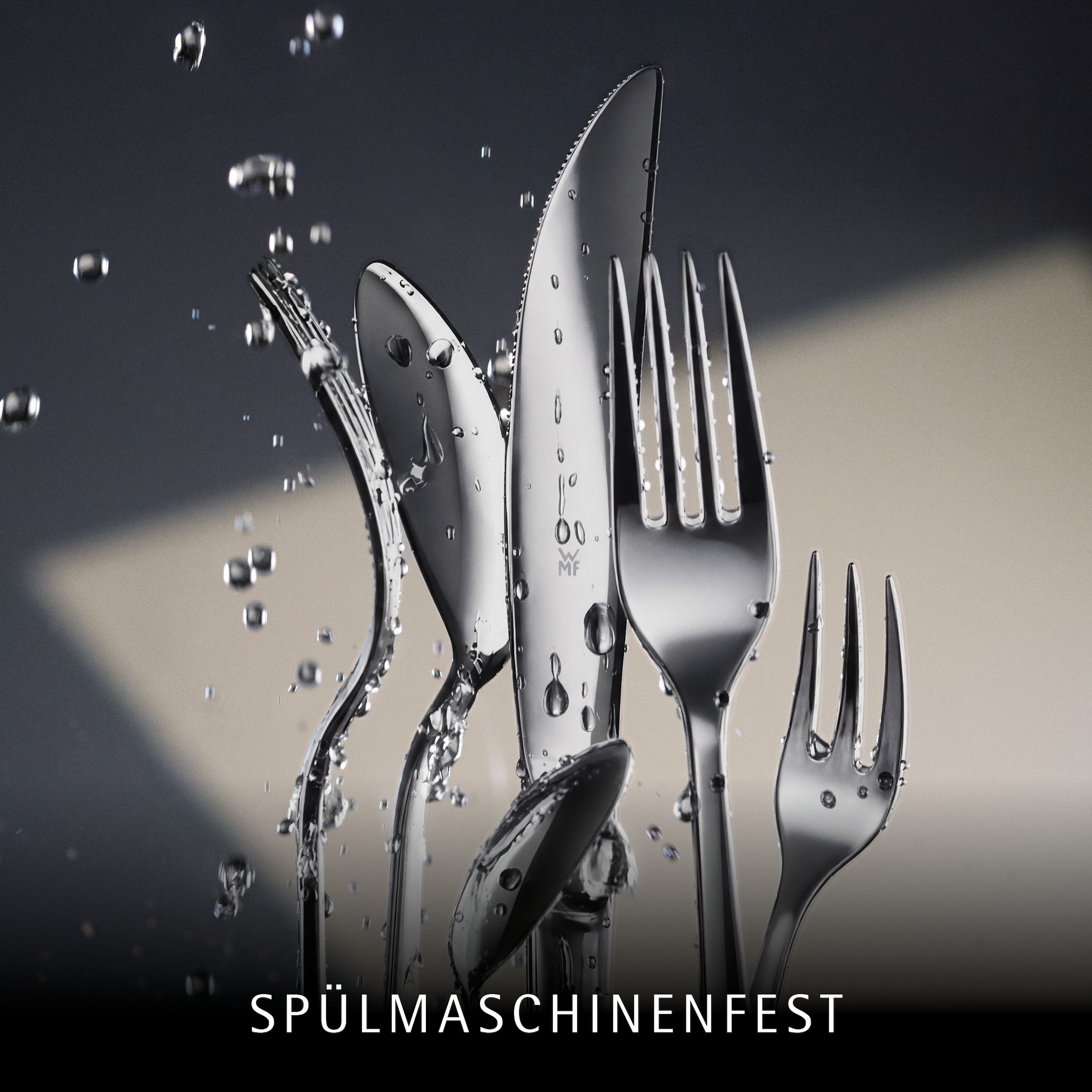 WMF Set de couverts »Inspiration, elegante Optik, ergonomische Haptik, Wellenschliff-Messer« compatible lave-vaisselle, résistant aux acides, casier à couverts de haute qualité