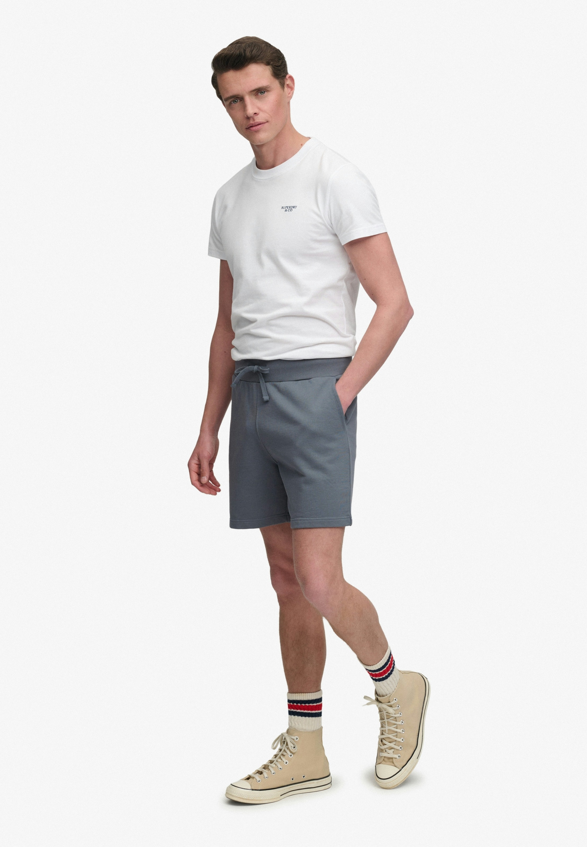 Superdry Sweatshorts »ESSENTIAL LOGO CLASSIC SHORT«  coupe décontractée, avec élastique, longueur genoux, uni