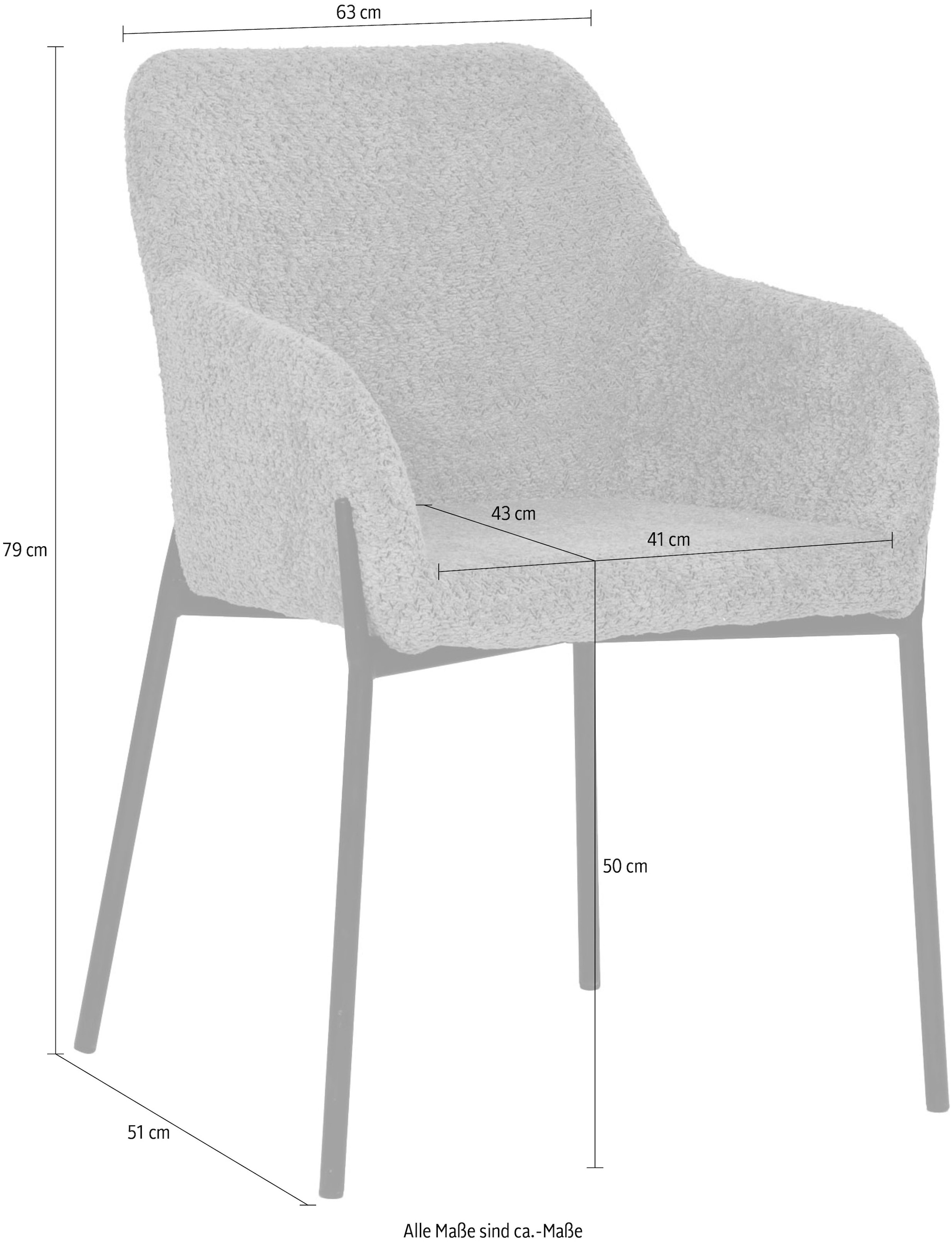 SIT Chaise avec accoudoirs »Kobe 2er-Set Bouclé Esszimmerstühle mit Metallgestell« (Ensemble) 2 cuisRevêtement bouclé Öko-Tex & accoudoirs confortables