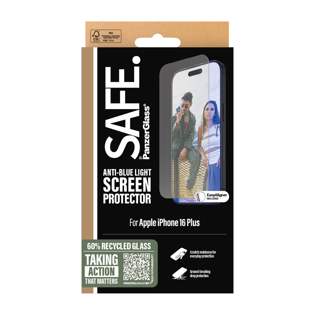SAFE by PanzerGlass Verre de protection d'écran »Anti-Blue Light Screen Protection« für Apple iPhone 16 Plus;Apple iPhone 15 Plus 1 cuis tlg. Displayschutzfolie, Schutzfolie, Bildschirmschutz, kratz- & stossfest