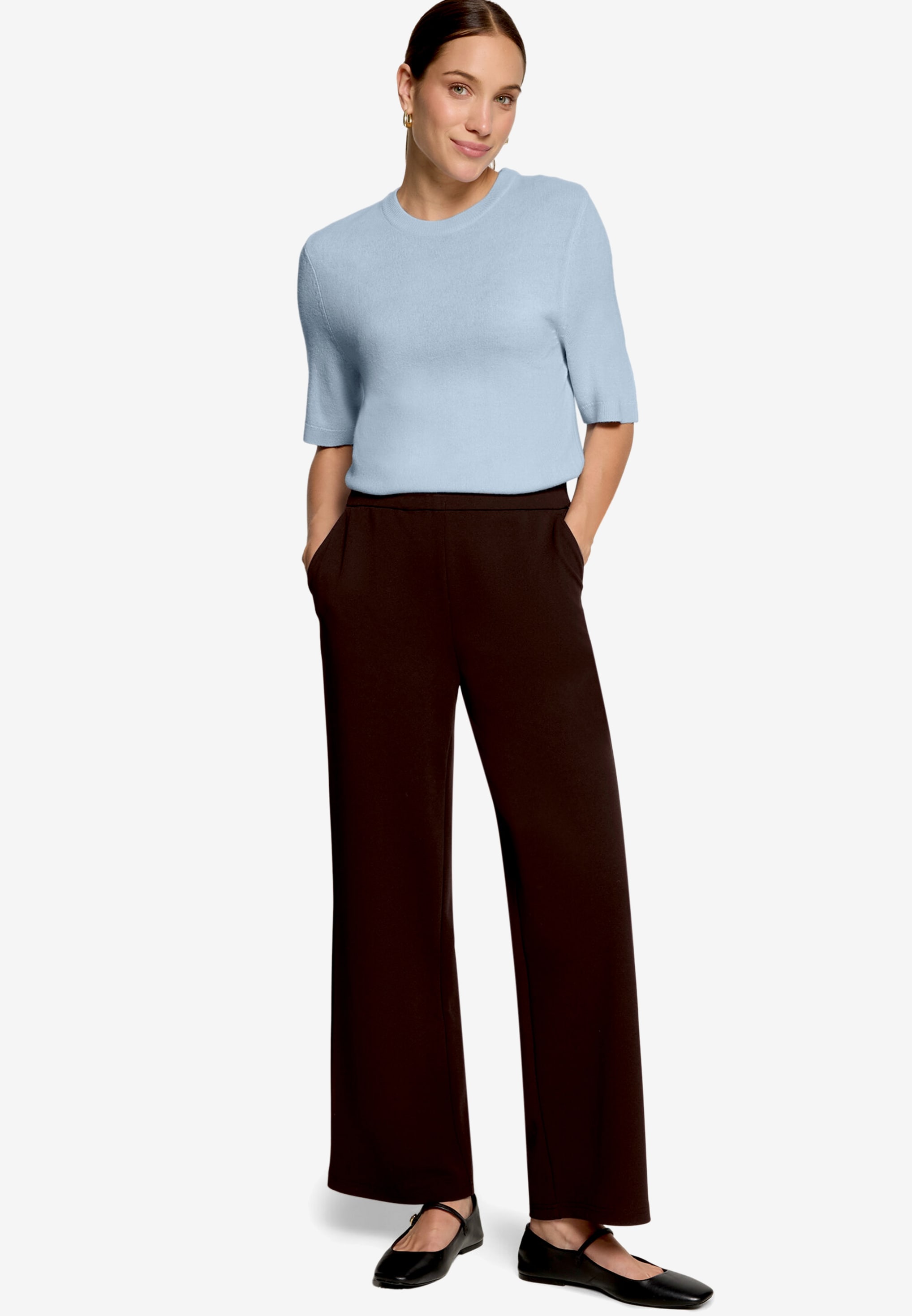 Zero Pantalon en tissu  pantalon décontracté à jambe large Malou / ceinture élastique