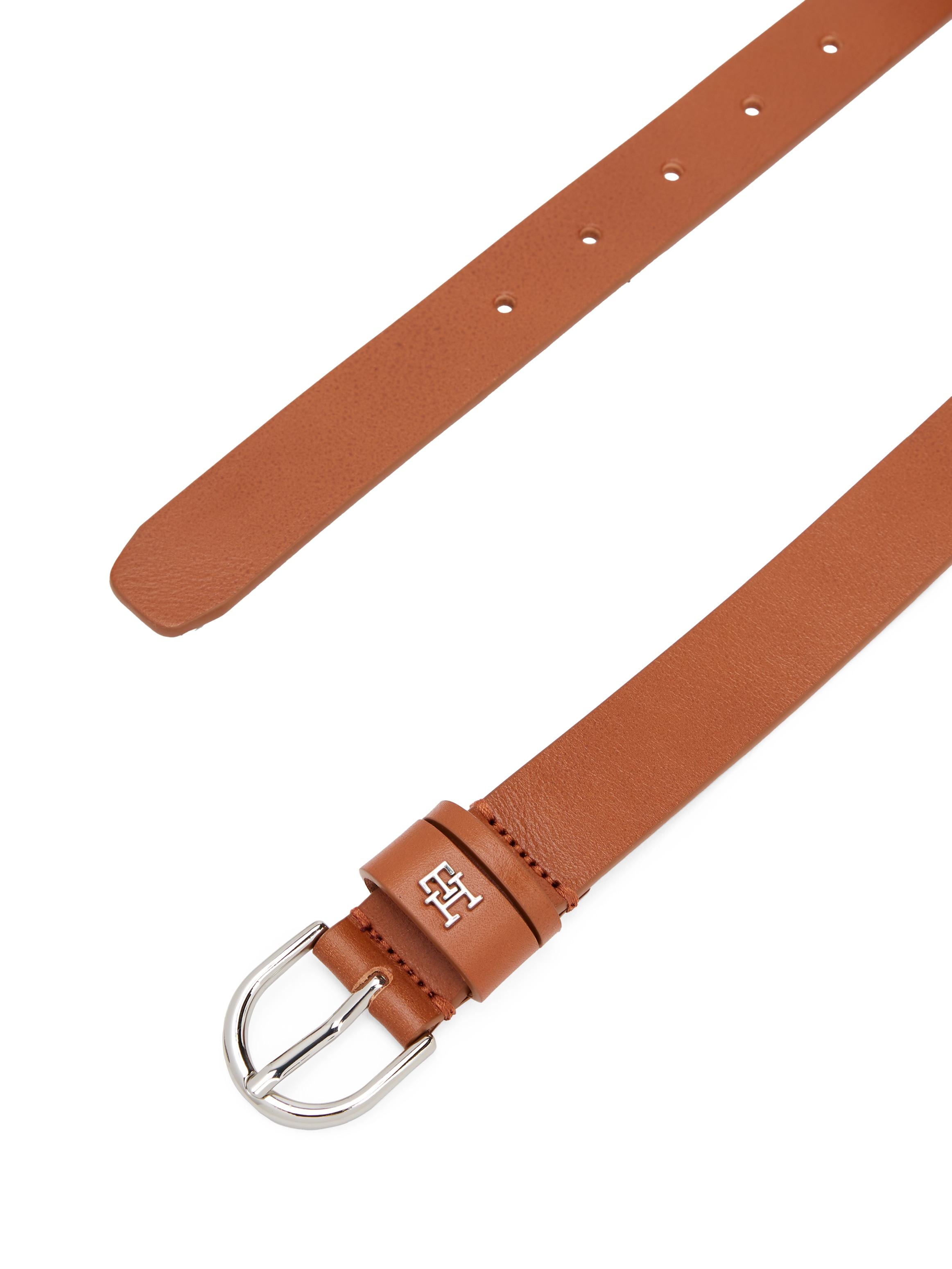 Tommy Hilfiger Ceinture en cuir »ESSENTIAL EFFORTLESS 2.5 SILVER« Einfachdornschliesse, Metallemblem