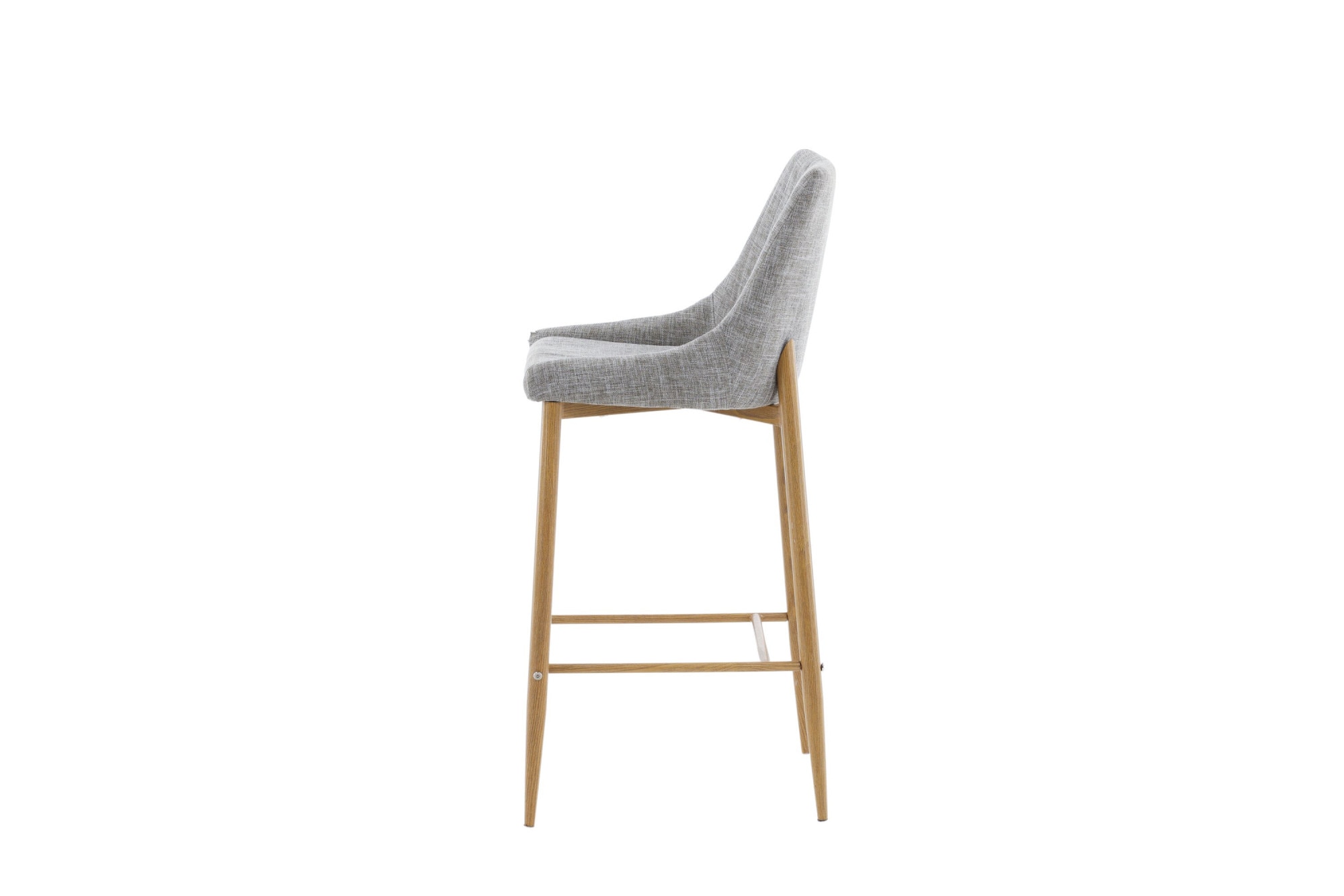 Venture Home Tabouret de bar »Plaza, 2er-Set Barhocker in Hellgrau-Stoff, Eichen-Optik-Beine« Ensemble, 2 cuis tlg. Tabouret de bar, revêtement en tissu, pieds métal effet bois, repose-pieds, moderne