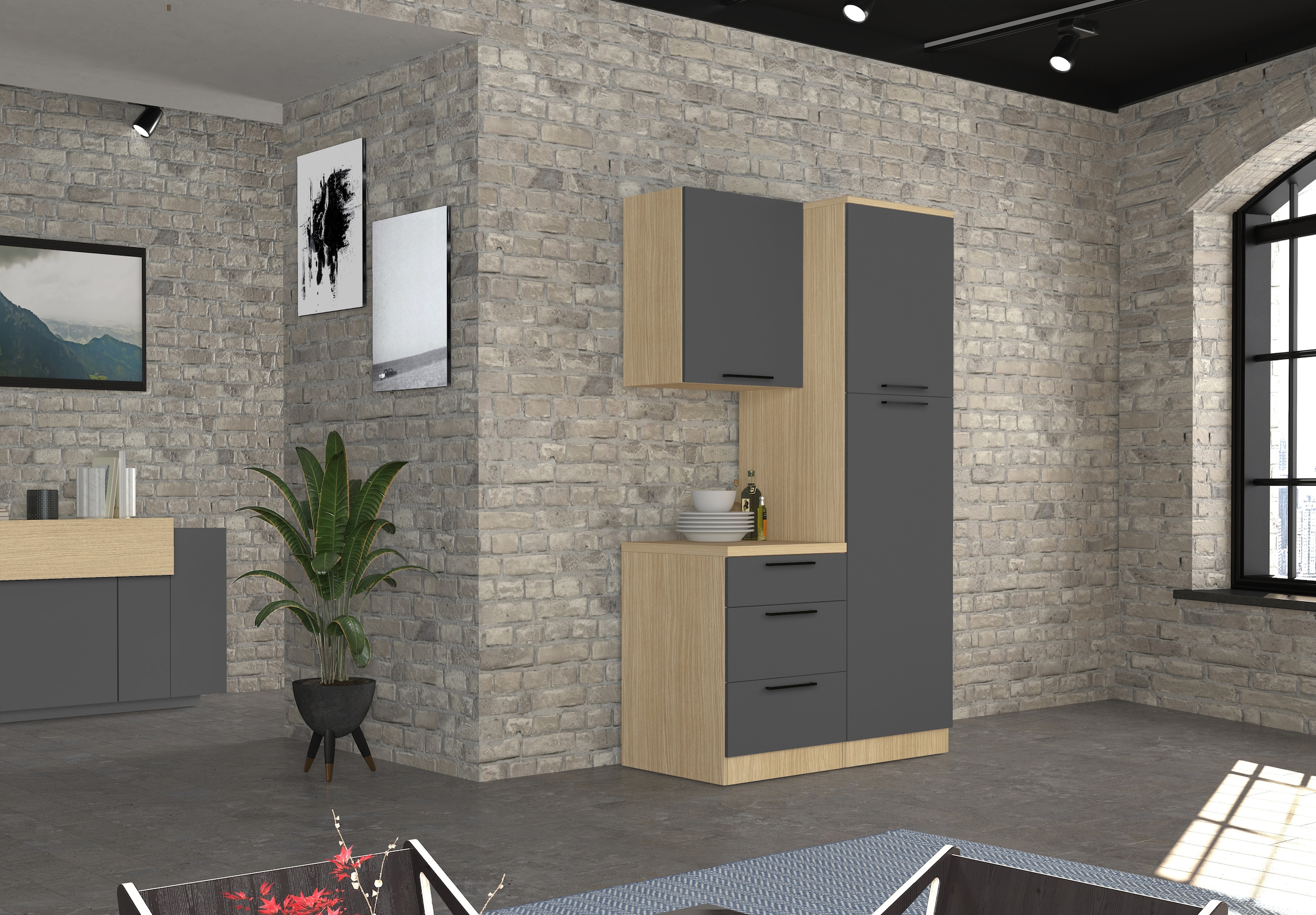 KOCHSTATION Armoire suspendue »Luna, Oberschrank,  Küchenhängeschrank, Made in Italy« B/T/H: 60×35×71 cm, zusätzlicher Stauraum über der Arbeitsfläche
