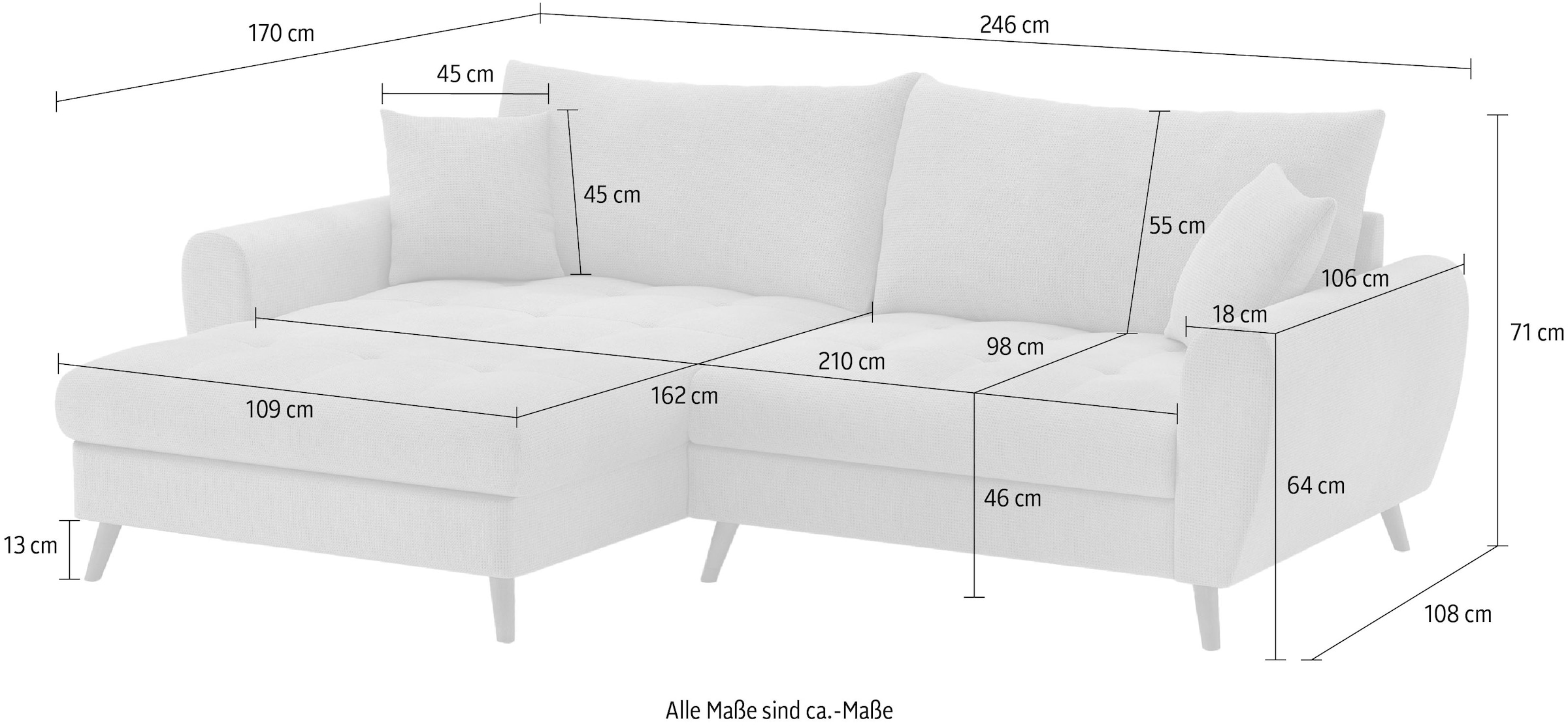Mr. Couch Ecksofa »Blackburn II L-Form« Wahlweise mit Kaltschaumpolsterung bis 140 kg belastbar