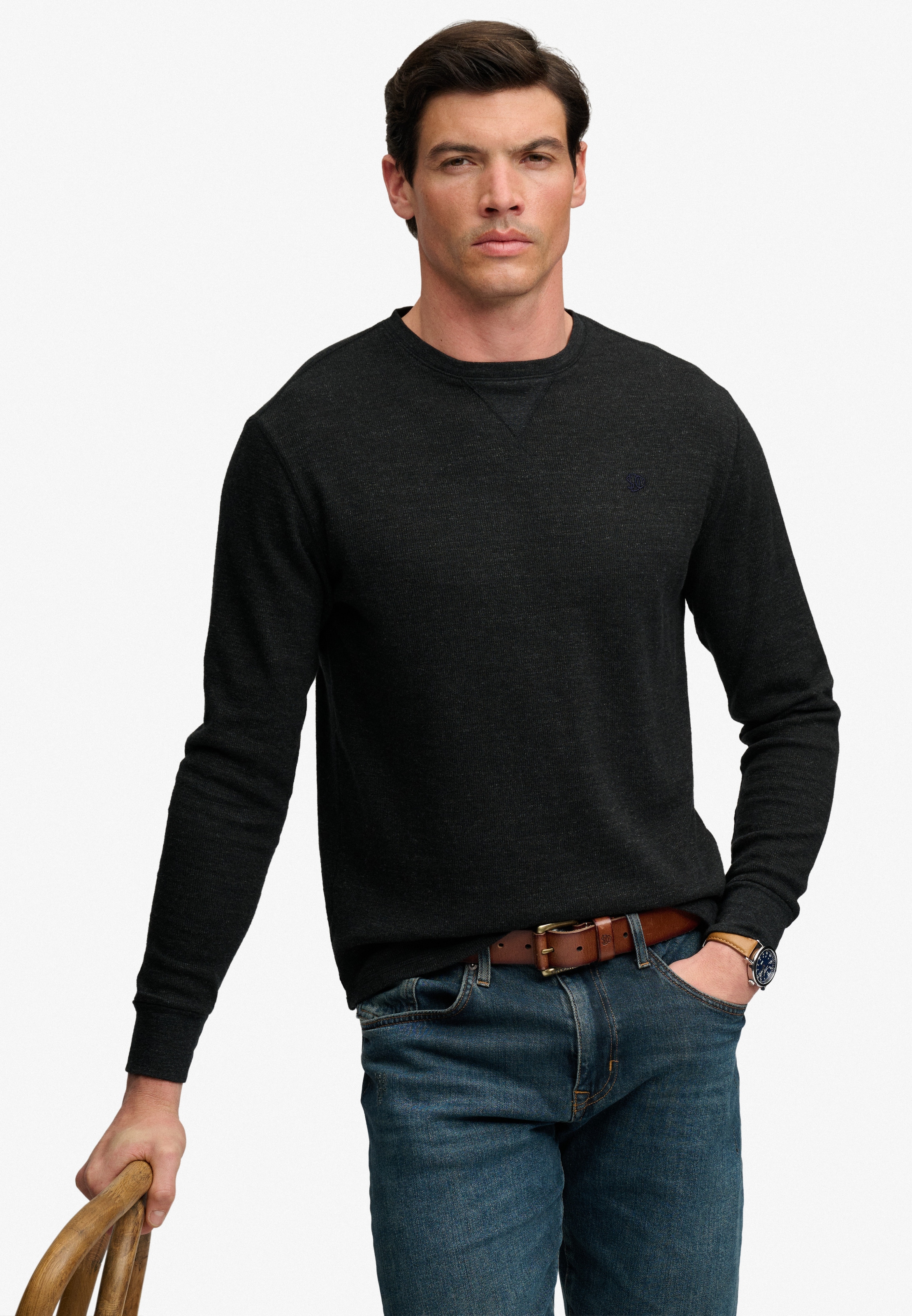 Superdry T-shirt à manches longues »CLASSIC SLUB WAFFLE TOP« en coton, coupe décontractée, avec encolure ronde