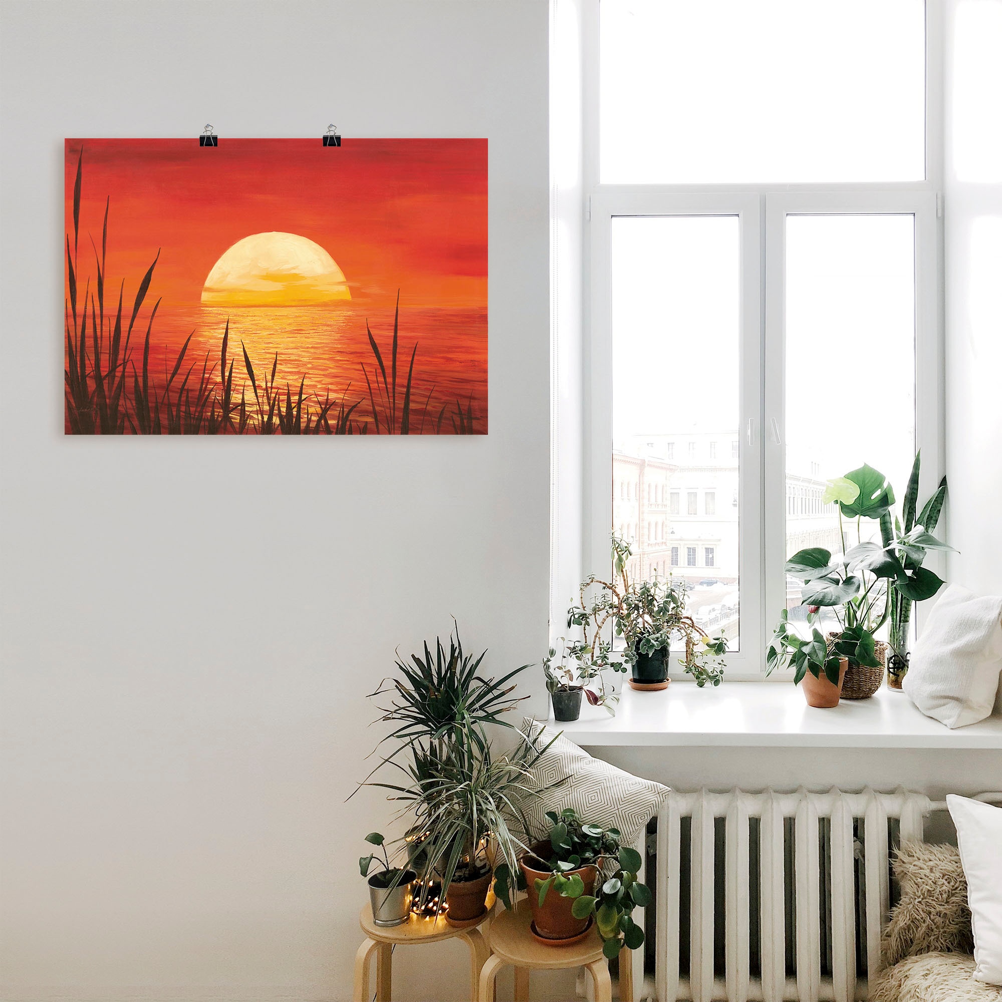 Artland Wandbild »Roter Sonnenuntergang am Ozean« Bilder vom Sonnenuntergang & -aufgang 1 Stk. tlg. als Alubild, Leinwandbild, Poster in verschied. Grössen