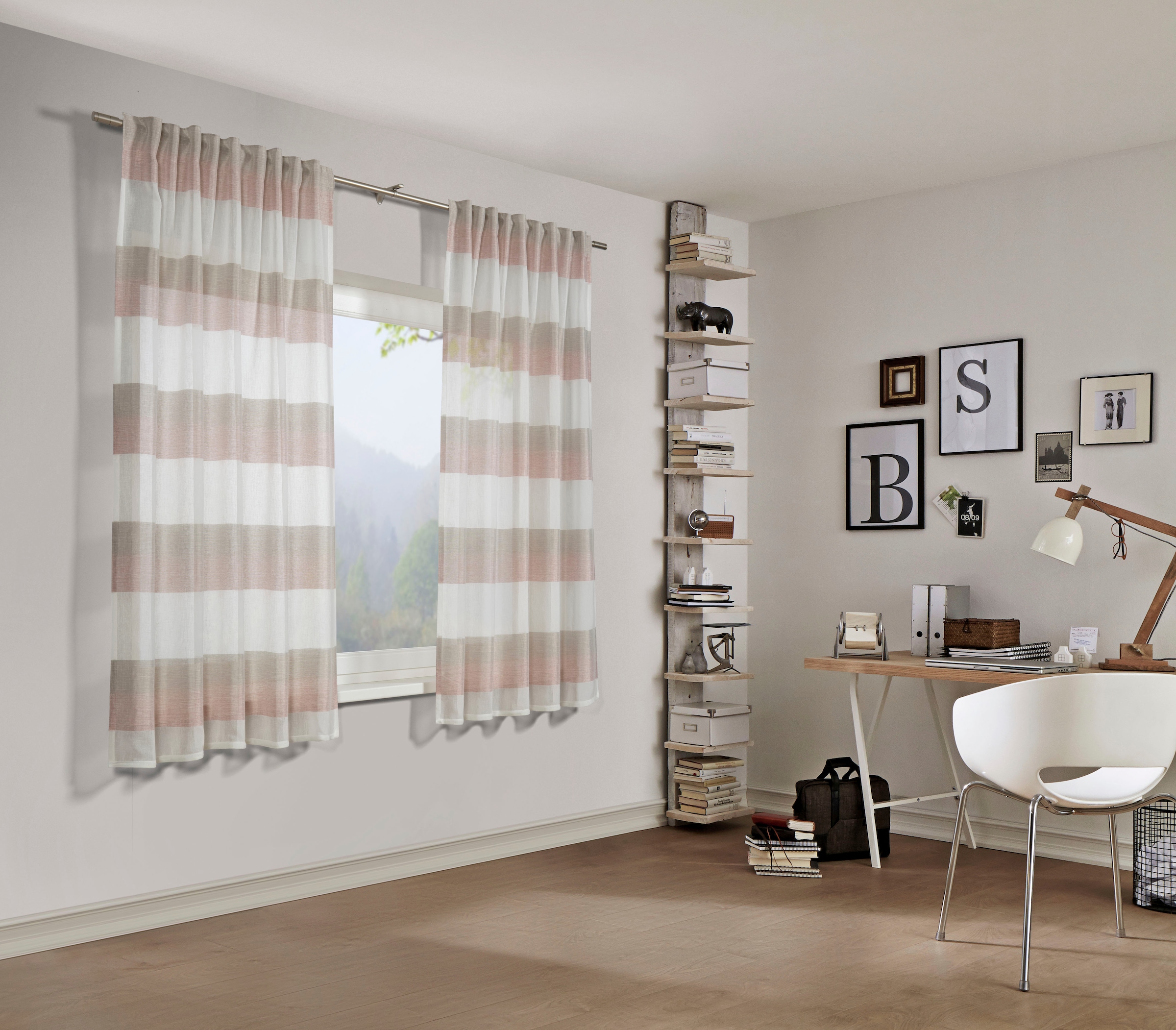 Sehlbach Gardine »Schal Blockstreifen« Schlaufen 1 Stk. tlg. mit Gardinenband und verdeckten Schlaufen