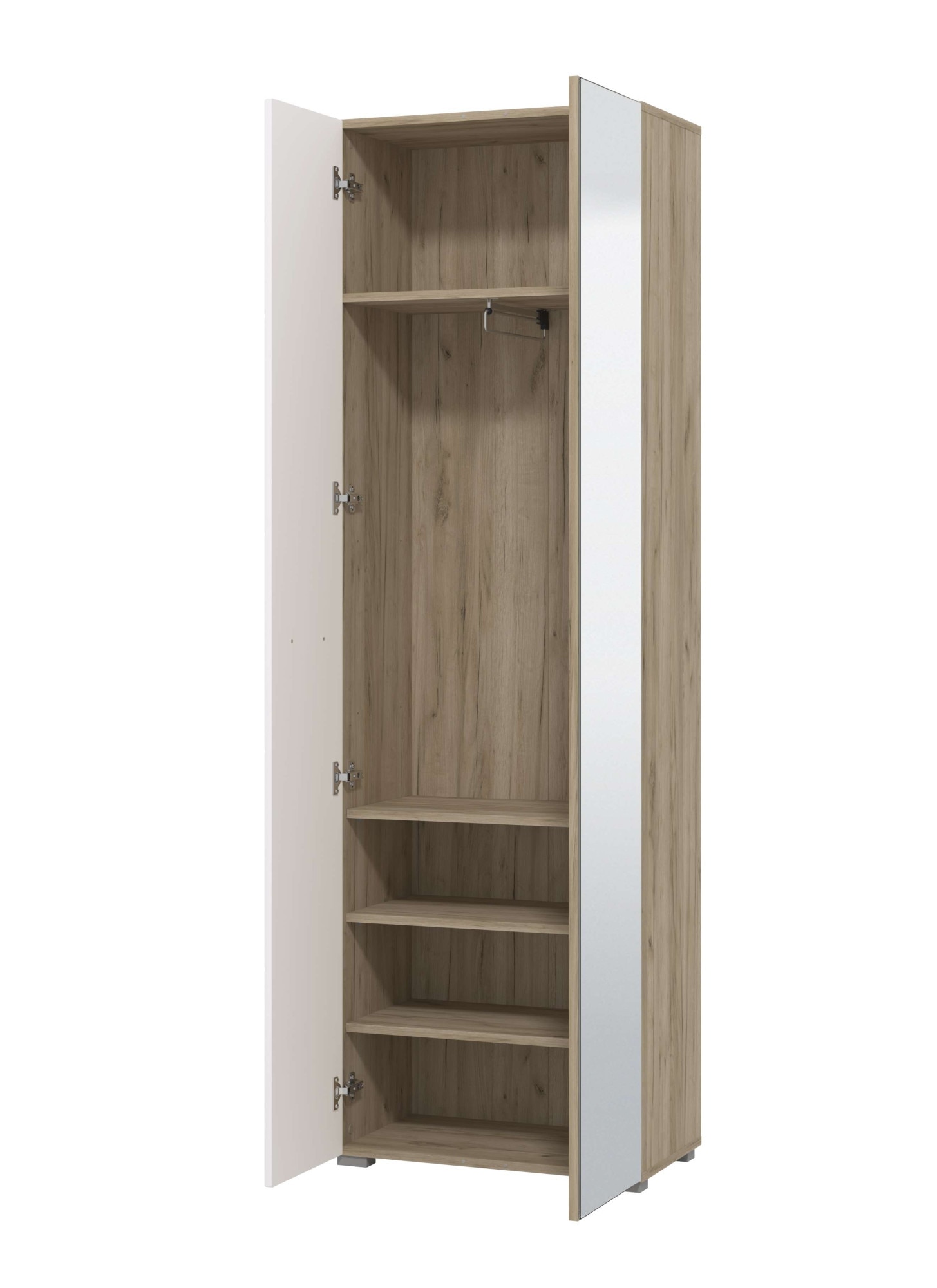 Home affaire Armoire vestiaire »Beny Kleiderschrank, Stauraumschrank, Flurschrank, Höhe 193 cm« Hochglanzfronten, Spiegeltür, Breite 60 cm, ausziehbare Kleiderstange