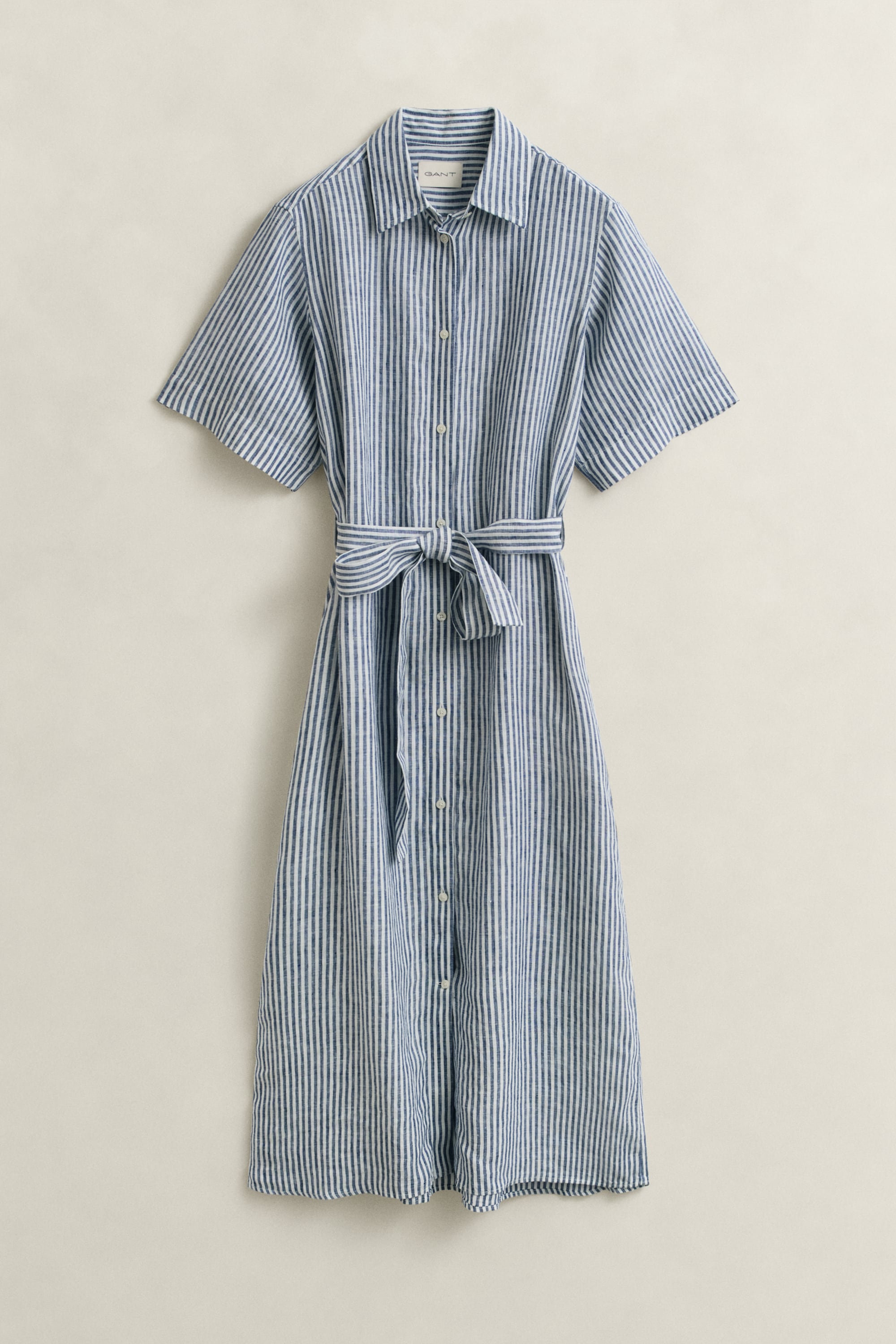 Gant Robe chemisier »STRIPED LINEN« Poches dans les coutures latérales coupe régulière avec ceinture à nouer