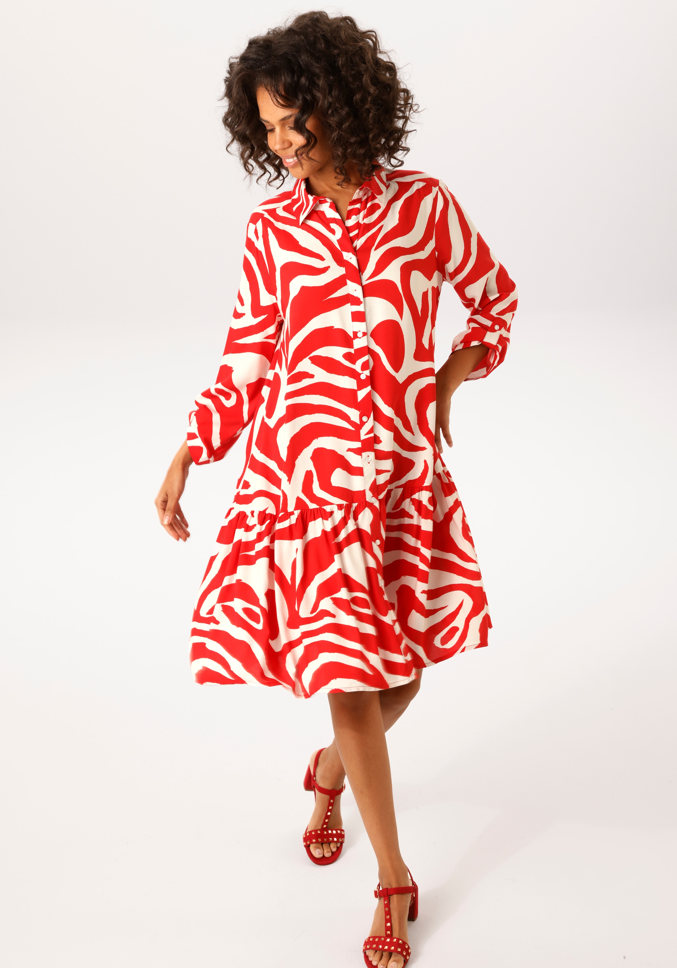 Aniston CASUAL Robe chemisier mit extravagantem, grafischen Druck - NEUE KOLLEKTION