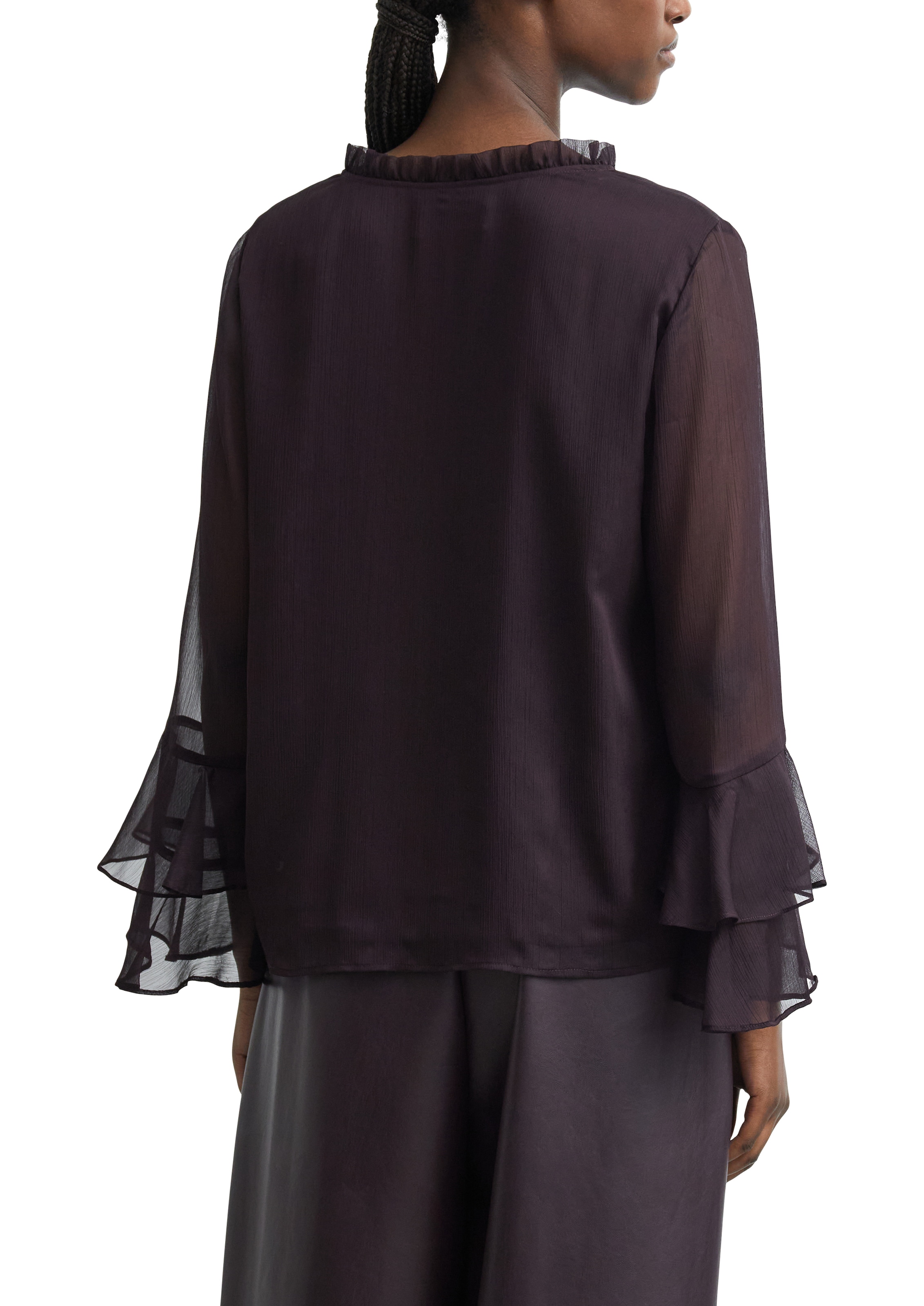 Comma Blouse en mousseline mit Volant-Ärmeln im Layer-Look