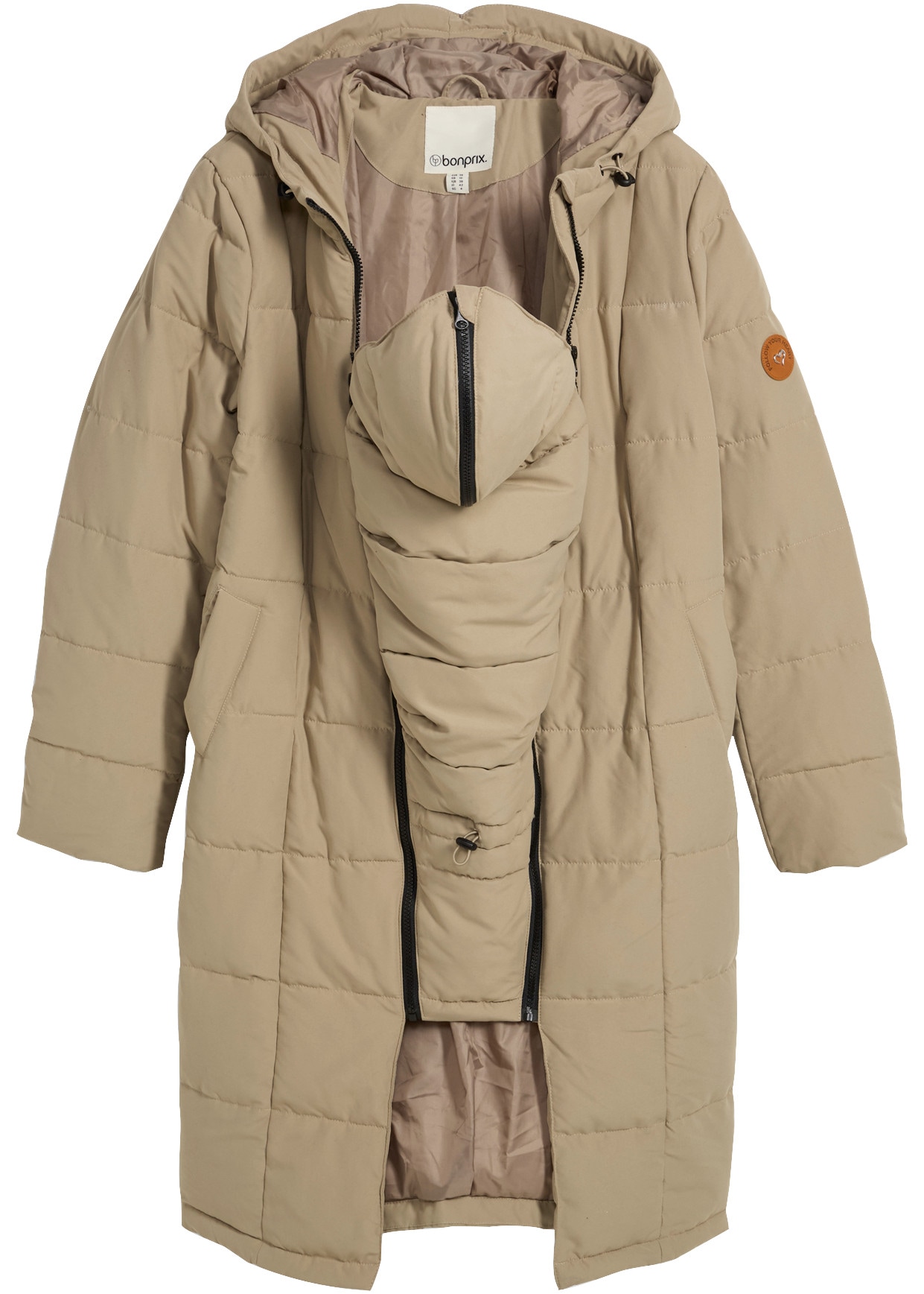 bonprix Manteau de grossesse en manteau matelassé, avec insert amovible à capuche, coupe régulière