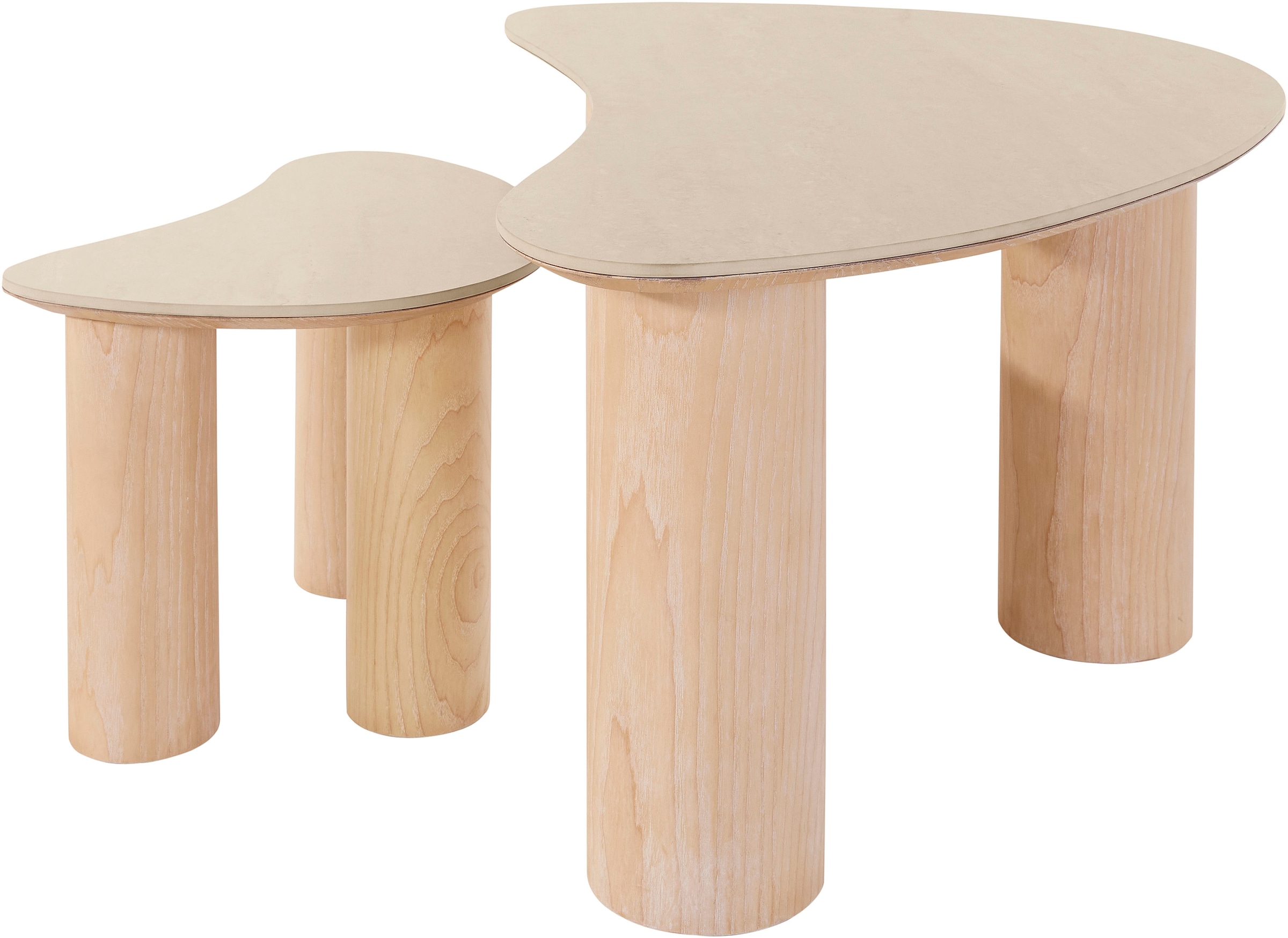 homsy by Ana Johnson Table basse »Laysy« Set, 2 cuis tlg. mit einer Keramikplatte und massiven Eschenholzbeinen