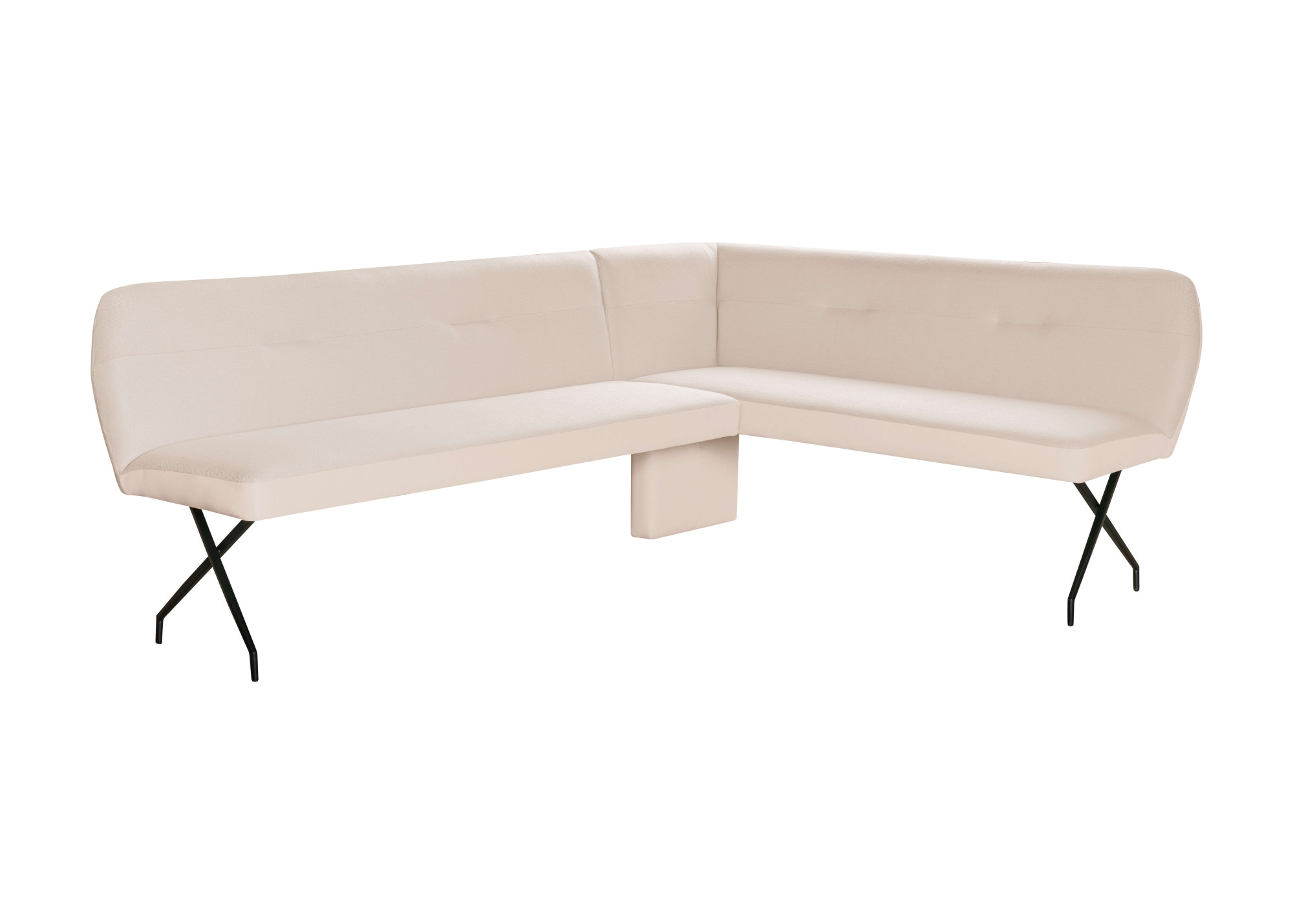 GOODproduct Eckbank »Bruna Esszimmerbank, Bank, Küchenbank, Polsterbank« Mattschwarzes Metallgestell, 2-Stoff-Design, Wellenfederung im Sitz