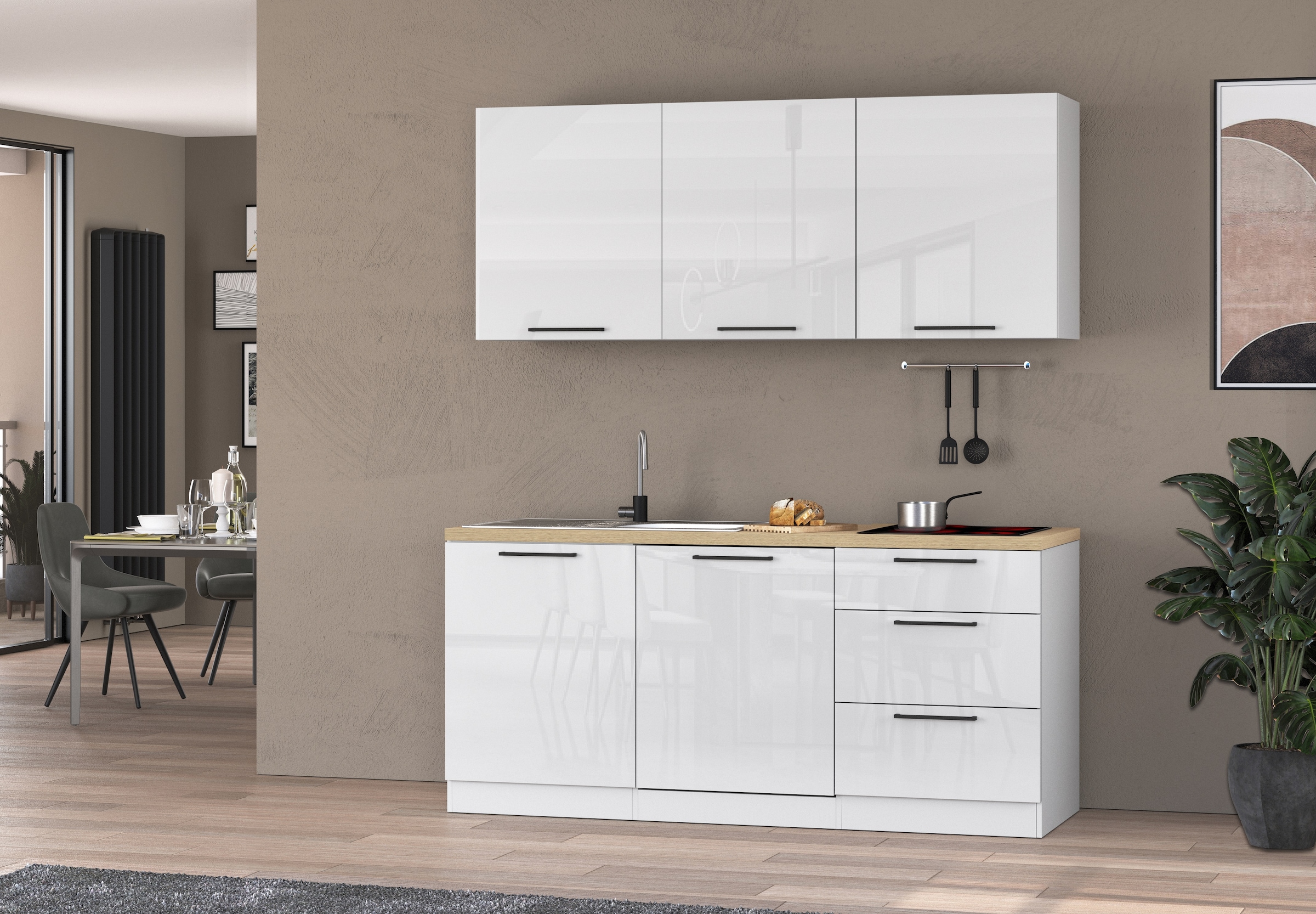 KOCHSTATION Armoire suspendue »Luna, Oberschrank,  Küchenhängeschrank, Made in Italy« B/T/H: 60×35×71 cm, zusätzlicher Stauraum über der Arbeitsfläche