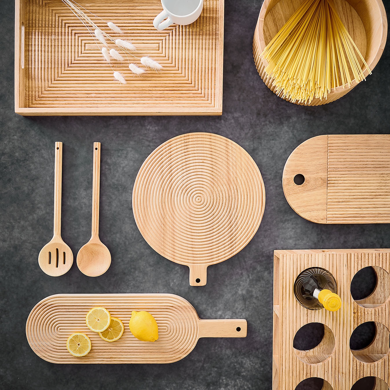 Zeller Present Servierplatte »Stripes« Gummibaumholz FSC zertifiziert