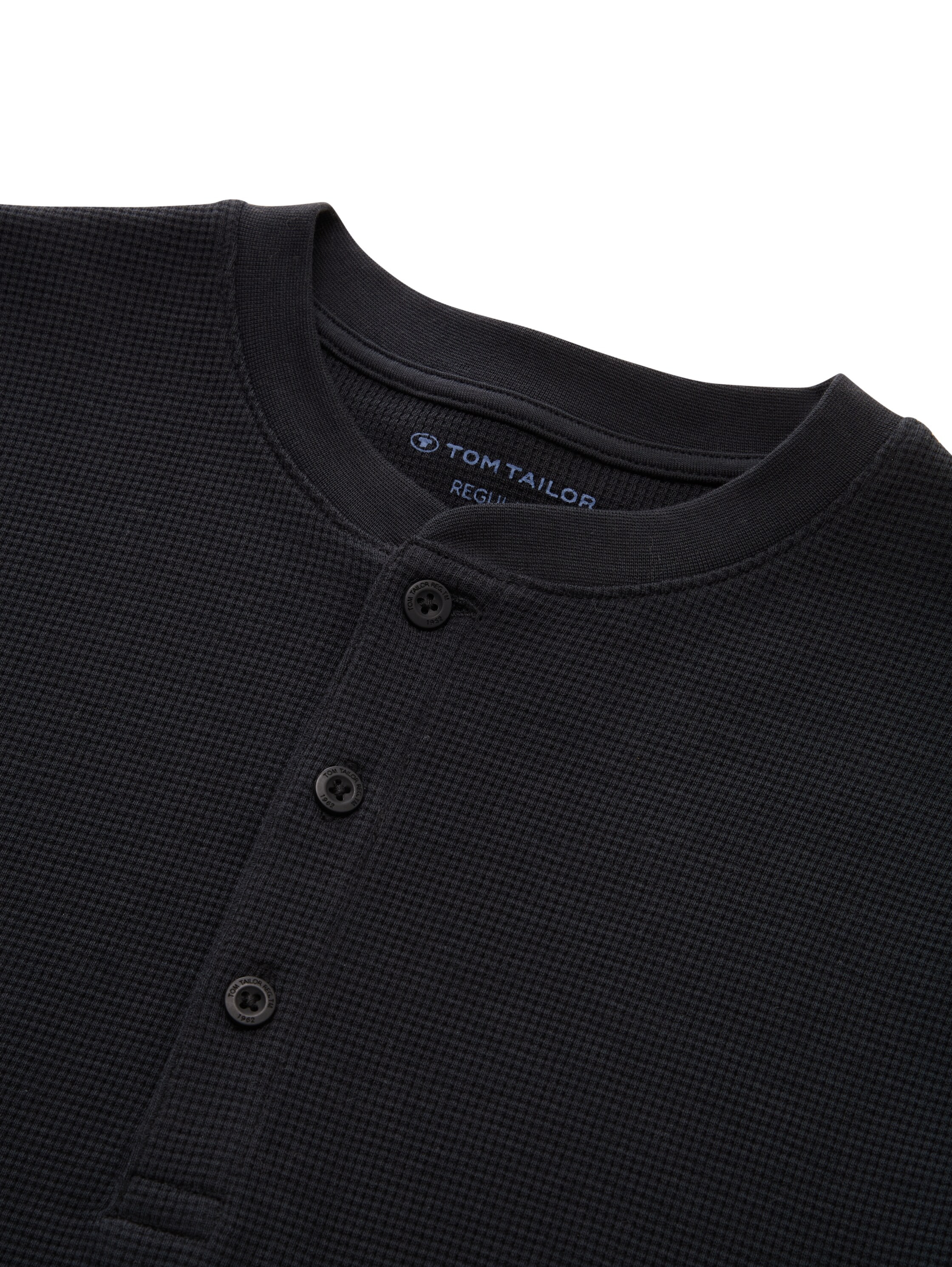 TOM TAILOR T-shirt à manches longues , mit Rundhals und kurzer Knopfleiste
