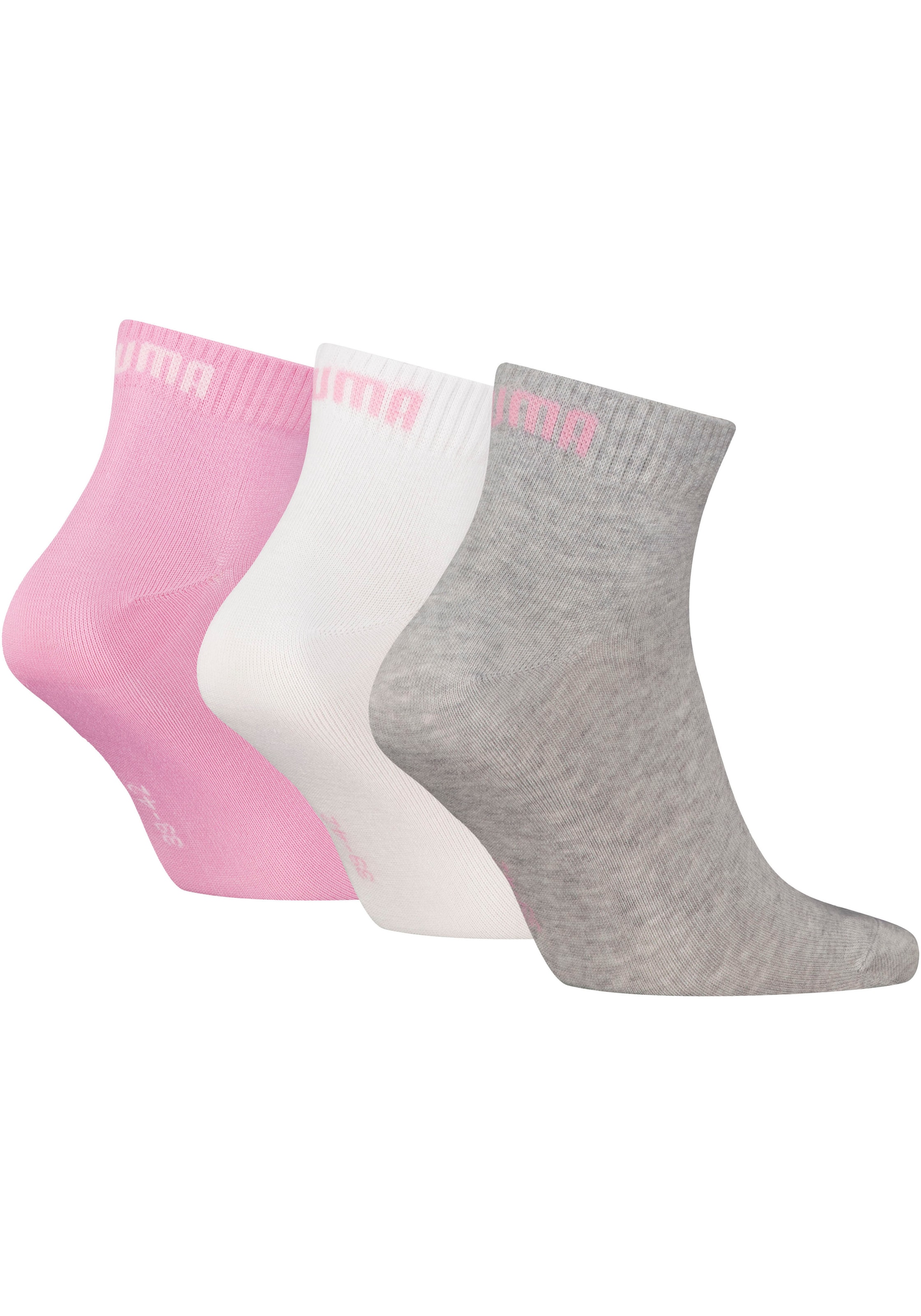 PUMA Chaussettes courtes »PUMA UNISEX QUARTER PLAIN 3P« 3 Paar, 3 Couple tlg. Atmungsaktiv, Rippenbündchen, weiche Baumwollmischung