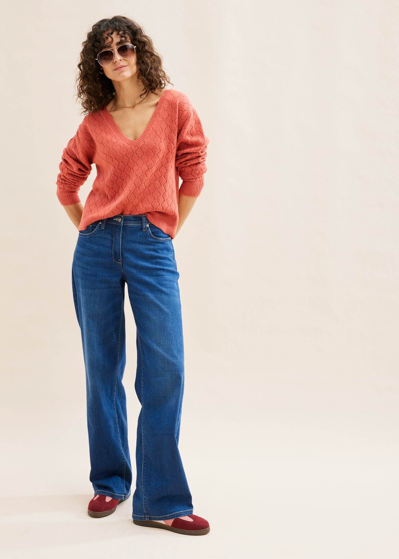 bonprix Ajourpullover »Ajour-Pullover« aus Polyacryl, Polyester und Elasthan, mit Ajour-Lochmuster