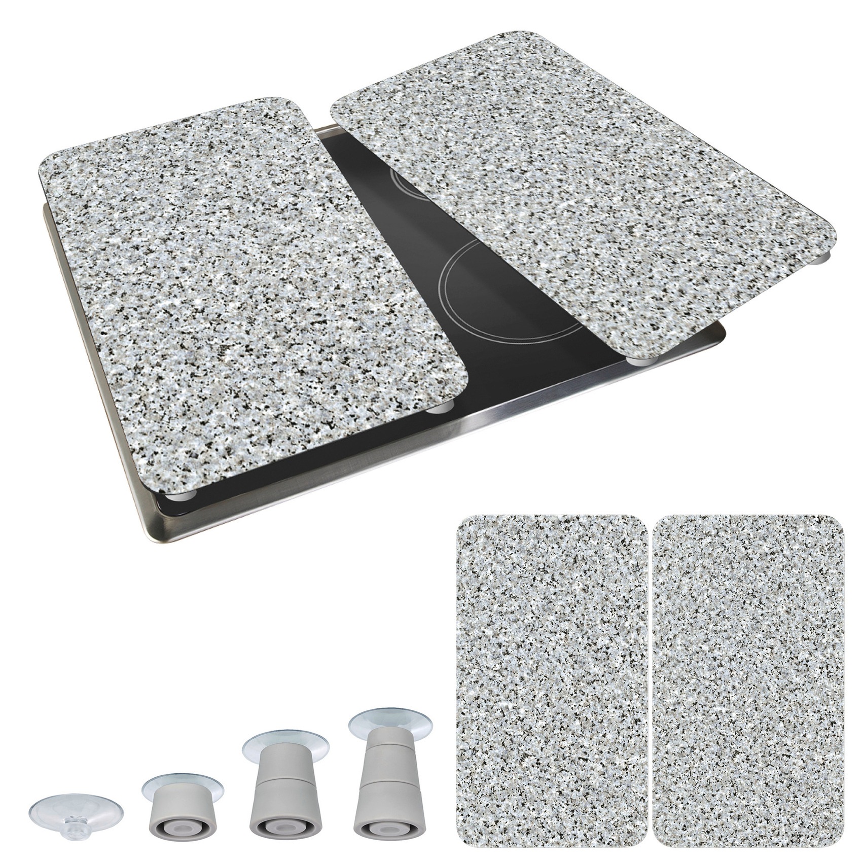 WENKO Herd-Abdeckplatte »Universal Modell Granit« Herdabdeckung für alle Herdarten, kratzfest, mit rutschfesten Füssen