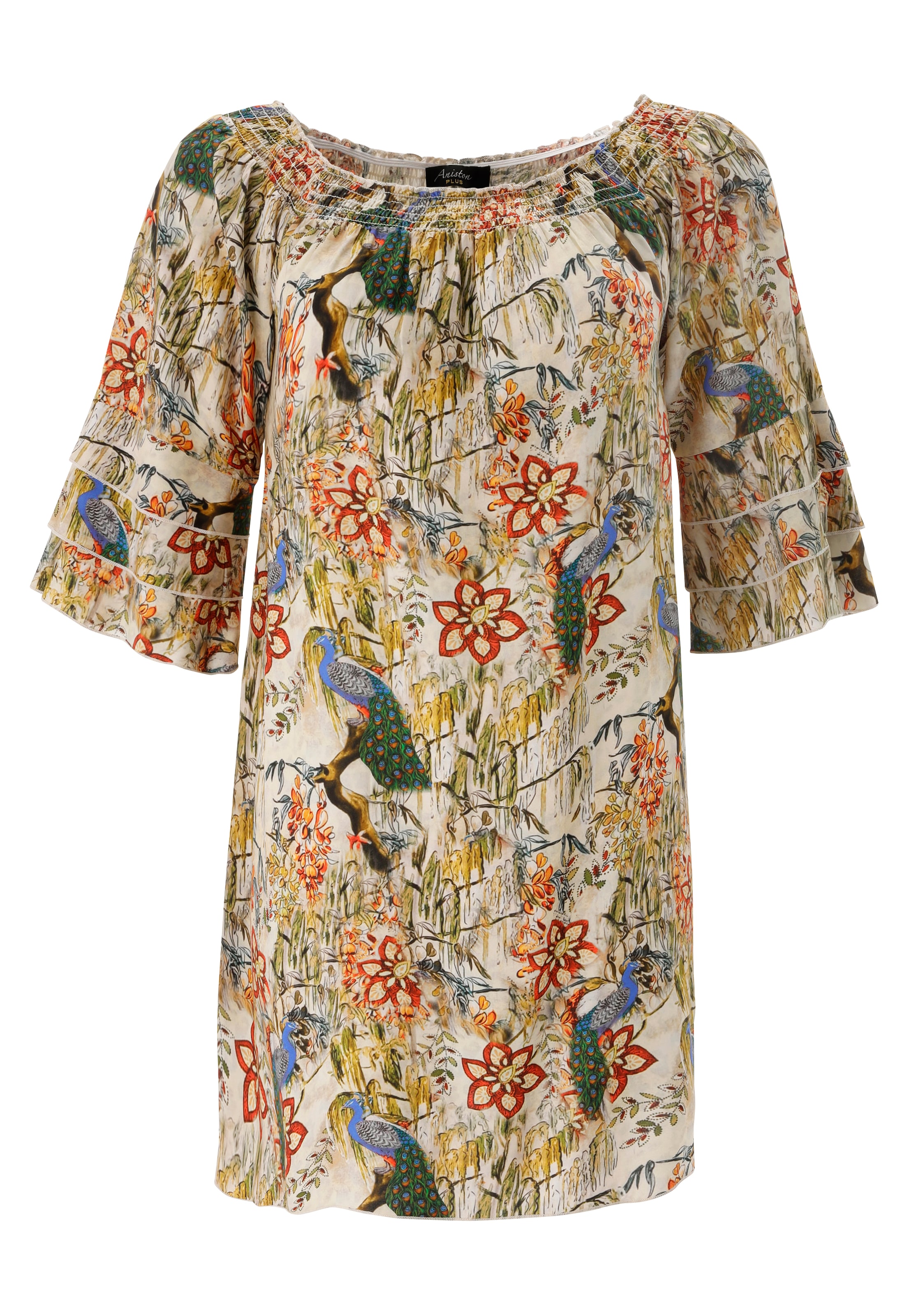 Aniston PLUS Robe chemisier mit Gummizug am Ausschnitt- NEUE KOLLEKTION