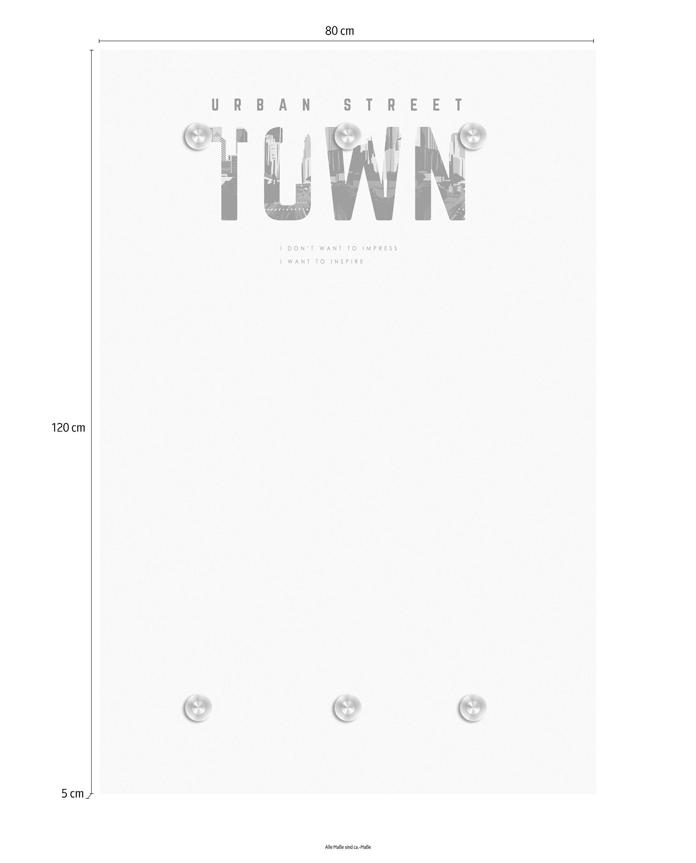 queence Garderobenleiste »URBAN STREET TOWN« mit 6 Haken, 80 x 120 cm