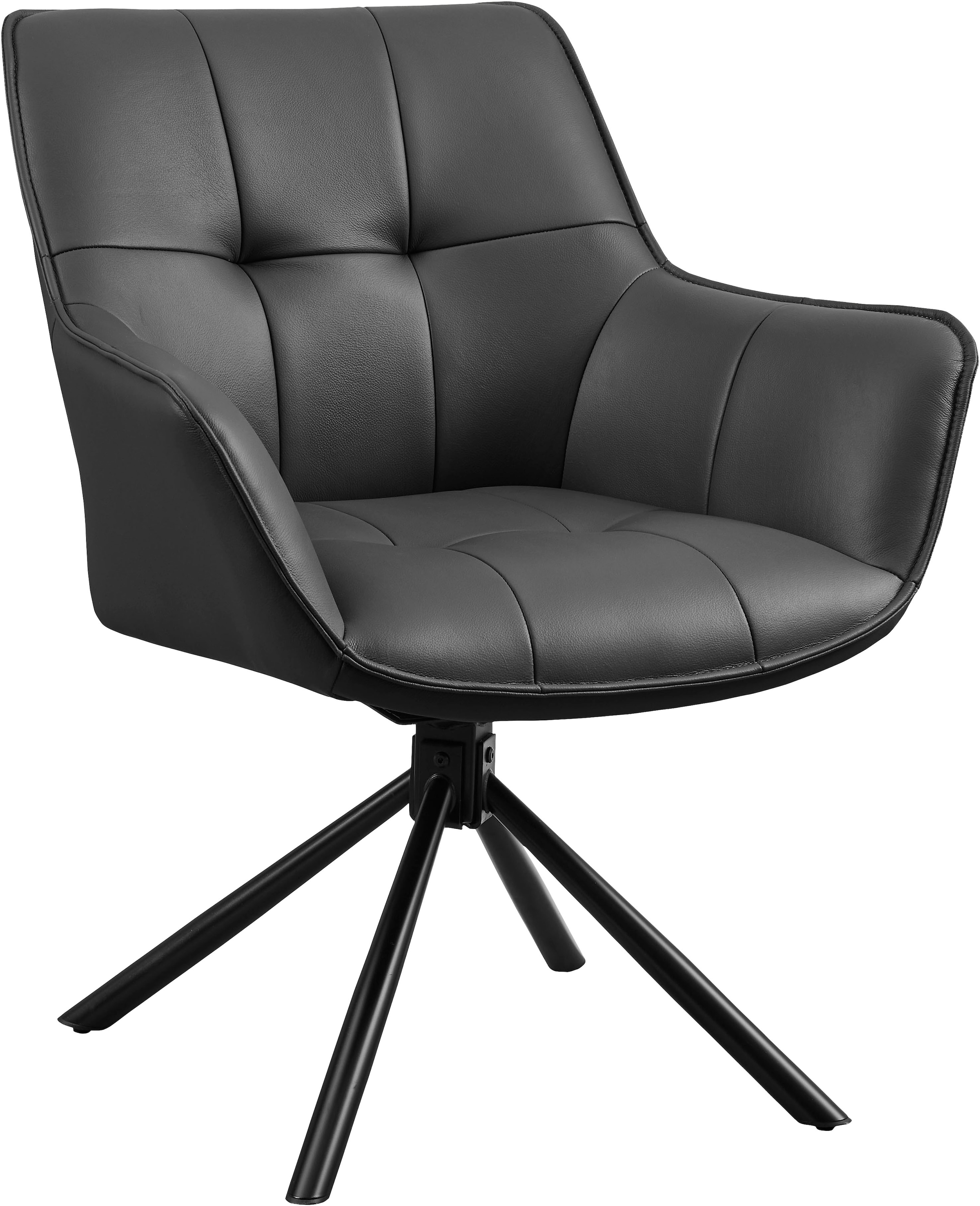 GOODproduct Drehstuhl »Lika« (Set) 2 Stk.echtes Leder, 360° Drehfunktion, Steppnähte, Metallgestell