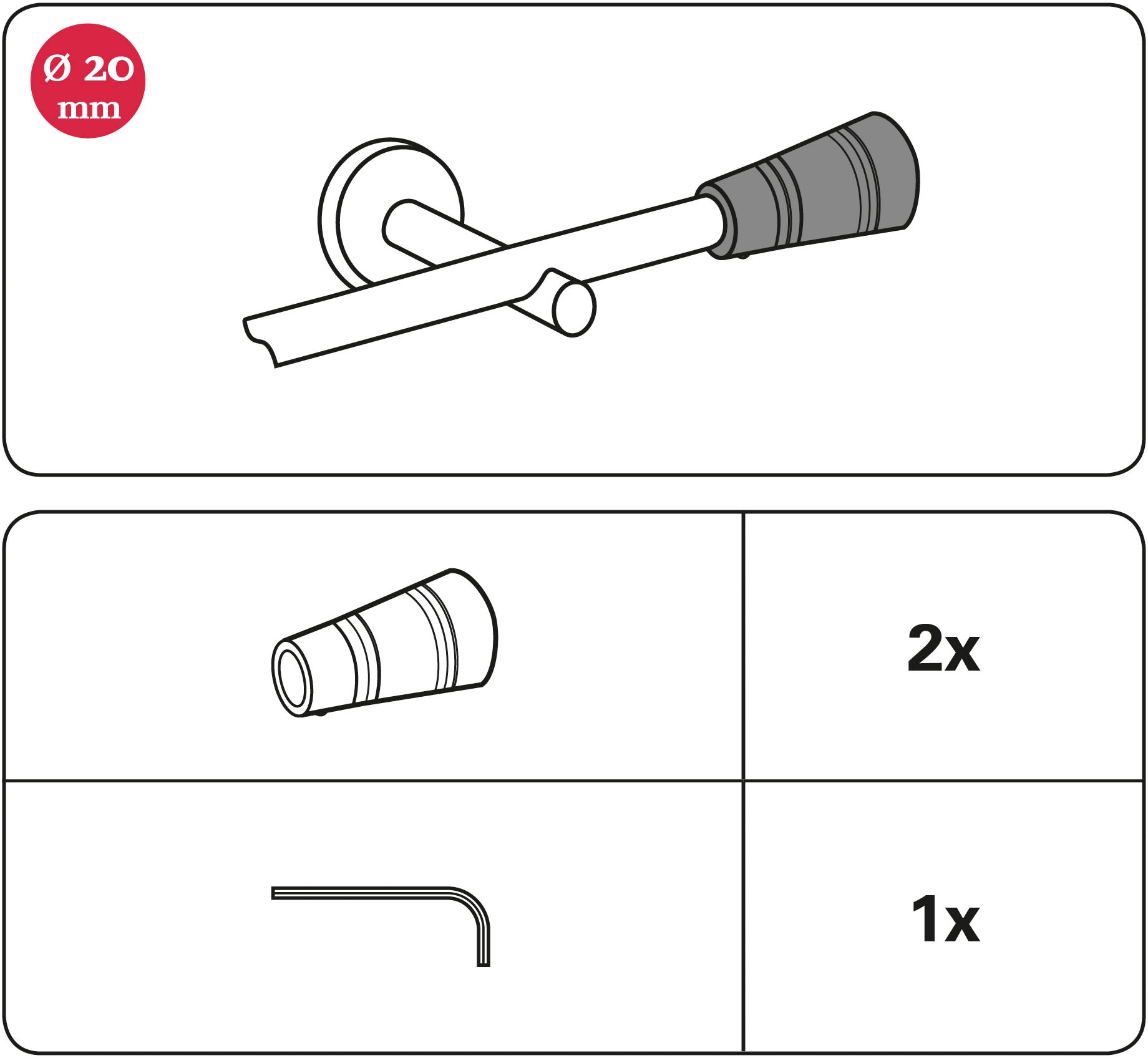 GARDINIA Embout de tringle à rideaux »Apollo« Serie Einzelprogramm Chicago Ø 20 mm
