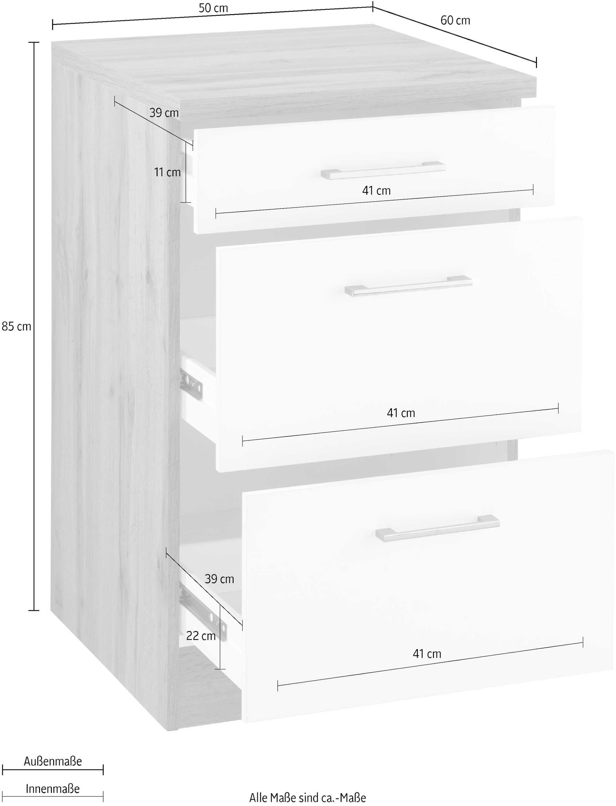 KOCHSTATION Auszugsunterschrank »KS-Colmar« 50 cm, mit Metallgriff, alles sofort greifbar dank zwei grosser Auszüge