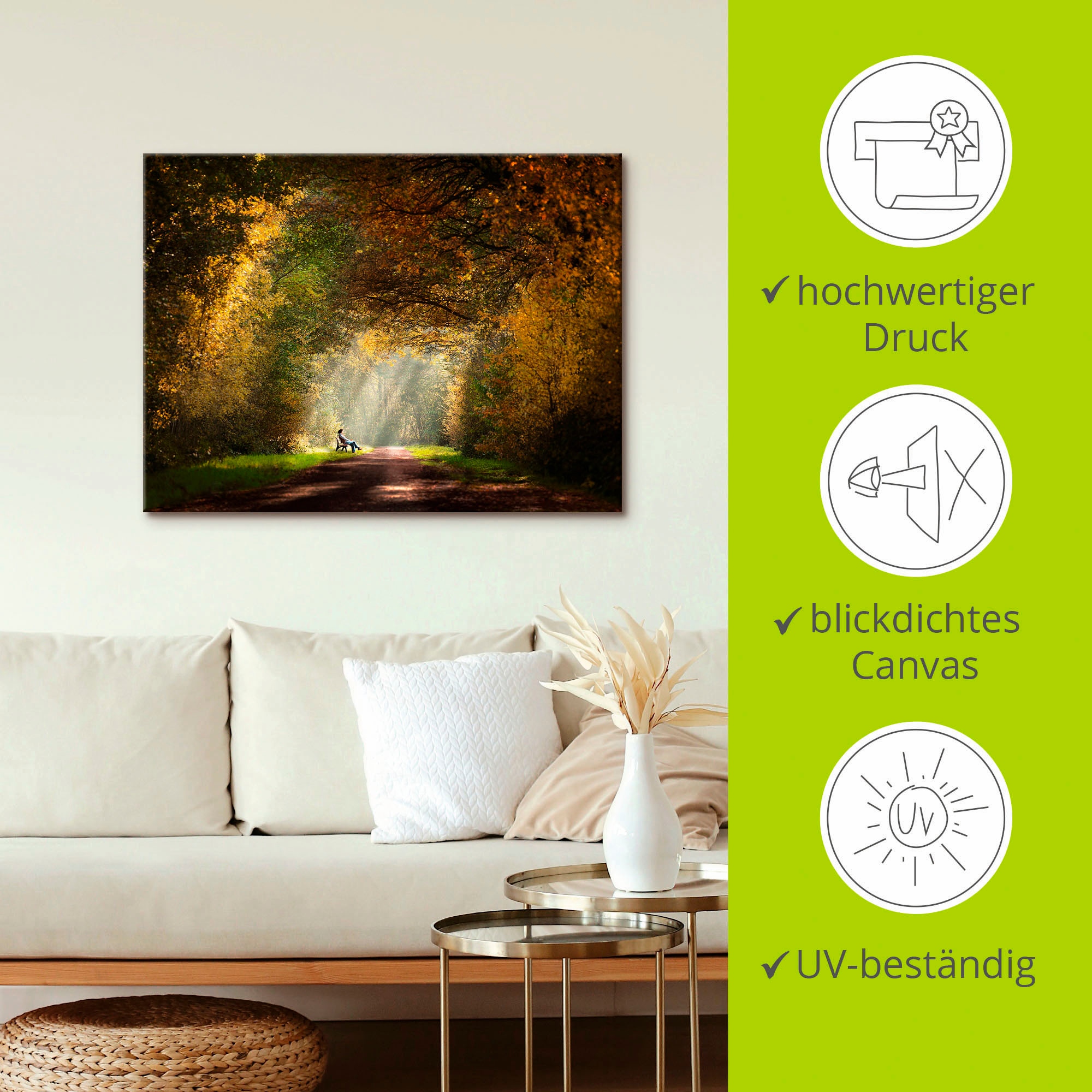 Artland Leinwandbild »Licht am Ende des Tunnels...« Wald 1 Stk. tlg. auf Holzrahmen gespannt