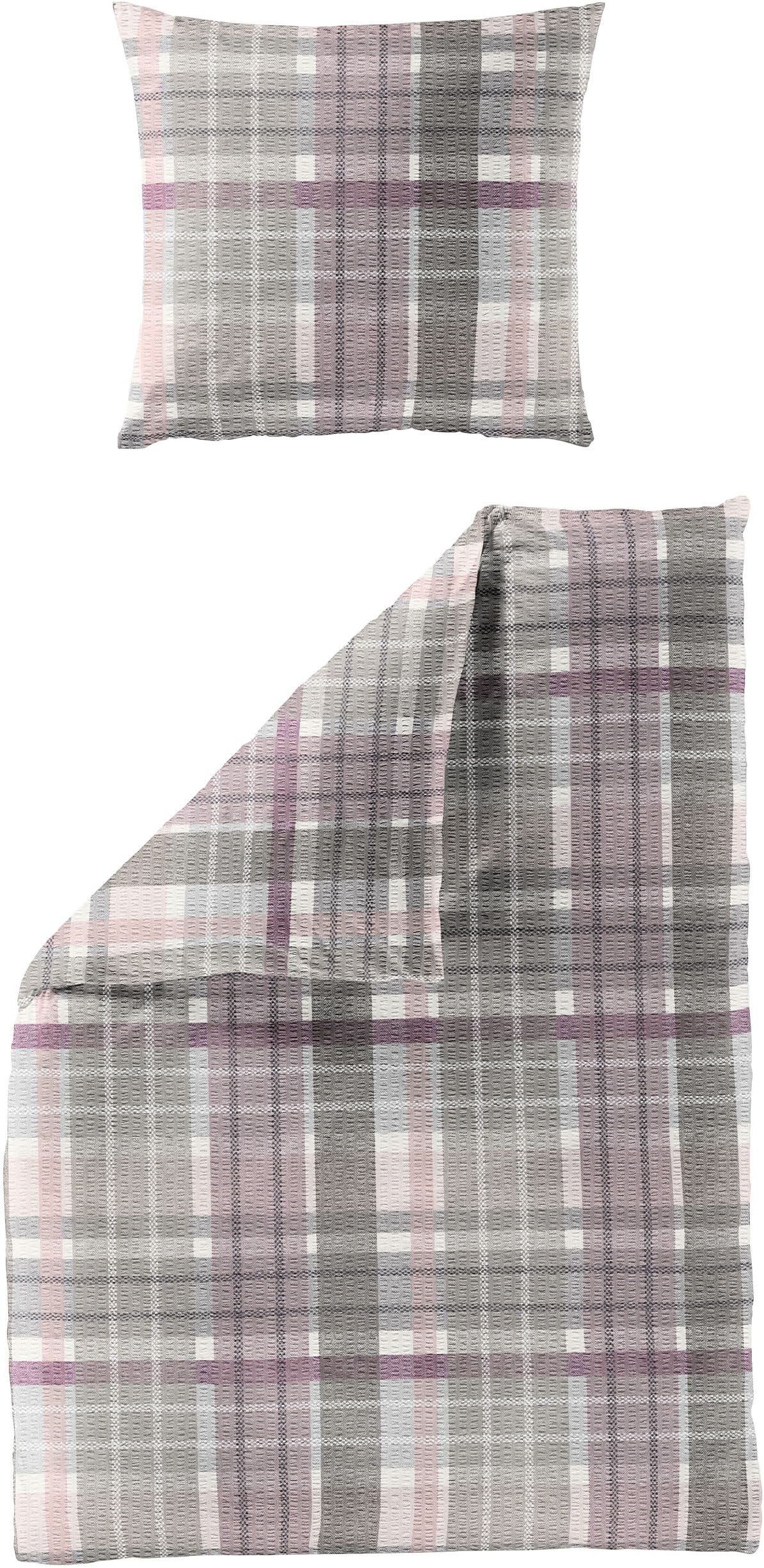 BIERBAUM Linge de lit »Bettwäsche 4149« 2 Seersucker, 100  % Baumwolle, pflegeleicht, bügelfrei, kühlend