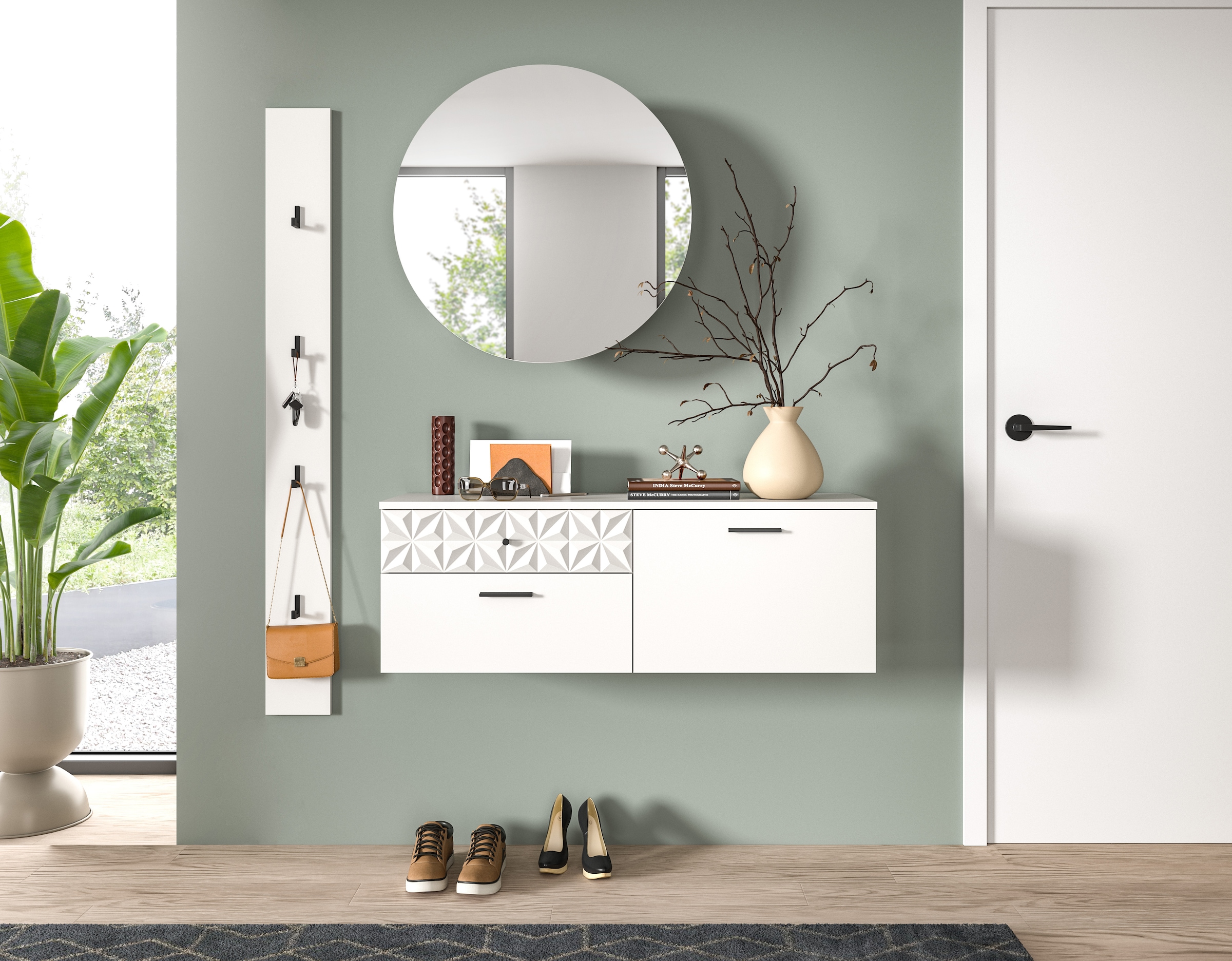 Home affaire Garderoben-Set »VICENZA, 3-tlg., mit foraler Ornamentabsetzung in der Front« 3 Stk. tlg.