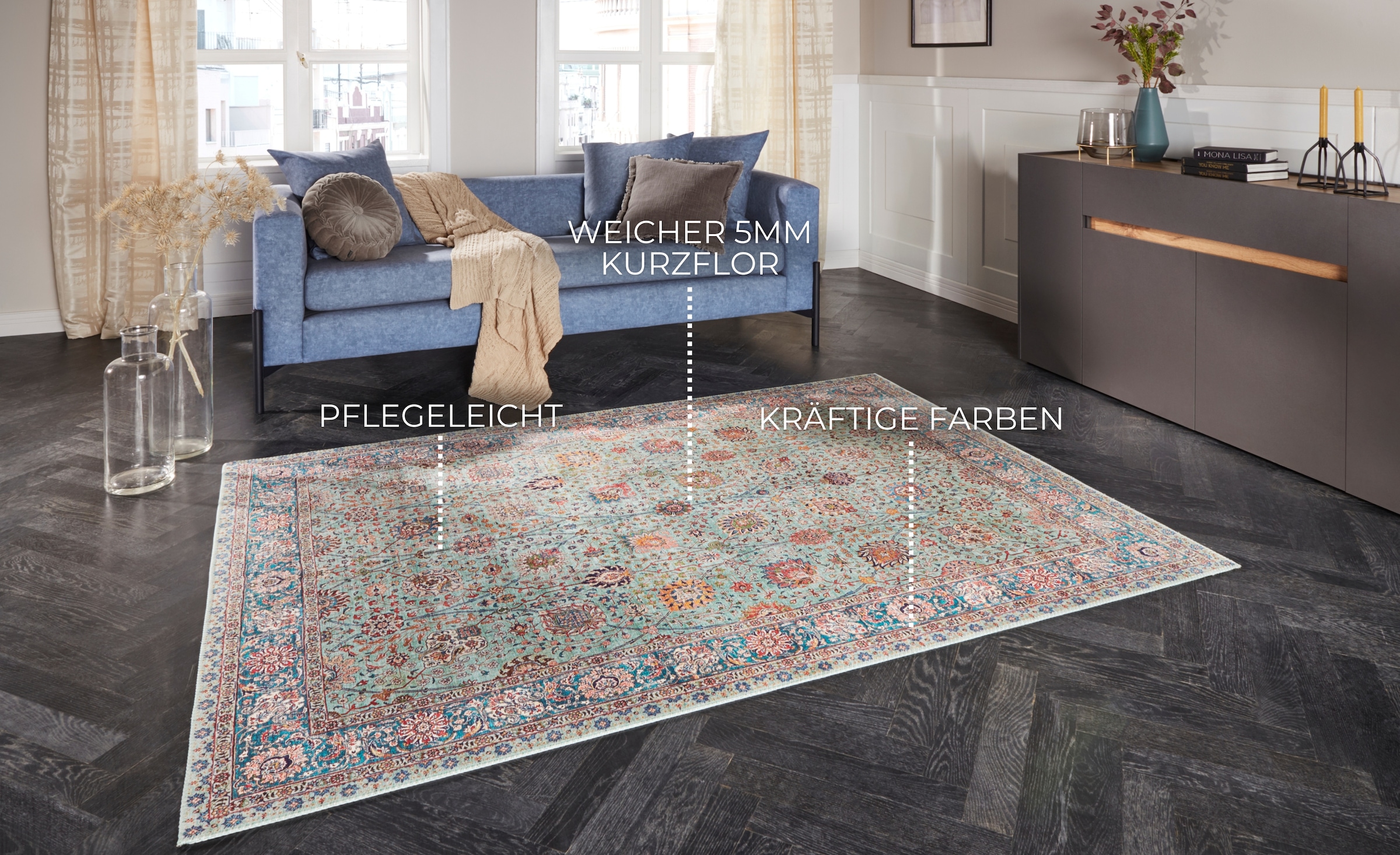 ELLE DECORATION Teppich »Mahal« rechteckig 5 mm Höhe Orientalisch, Kurzflor, Vintage, Wohnzimmer, Schlafzimmer, Läufer