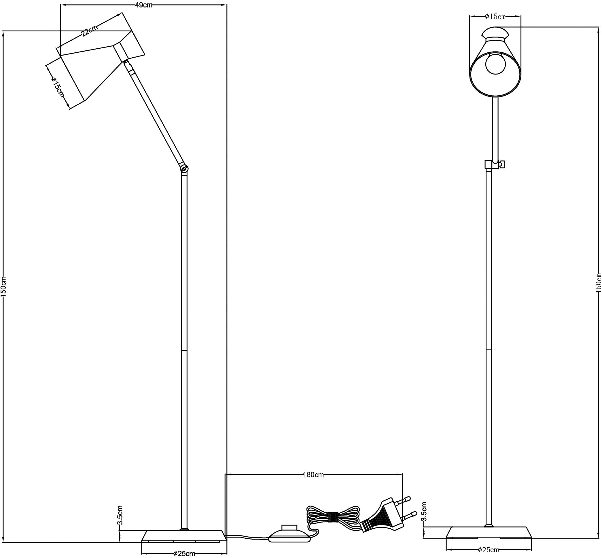 GOODproduct Lampadaire »Renell« 1 cuis