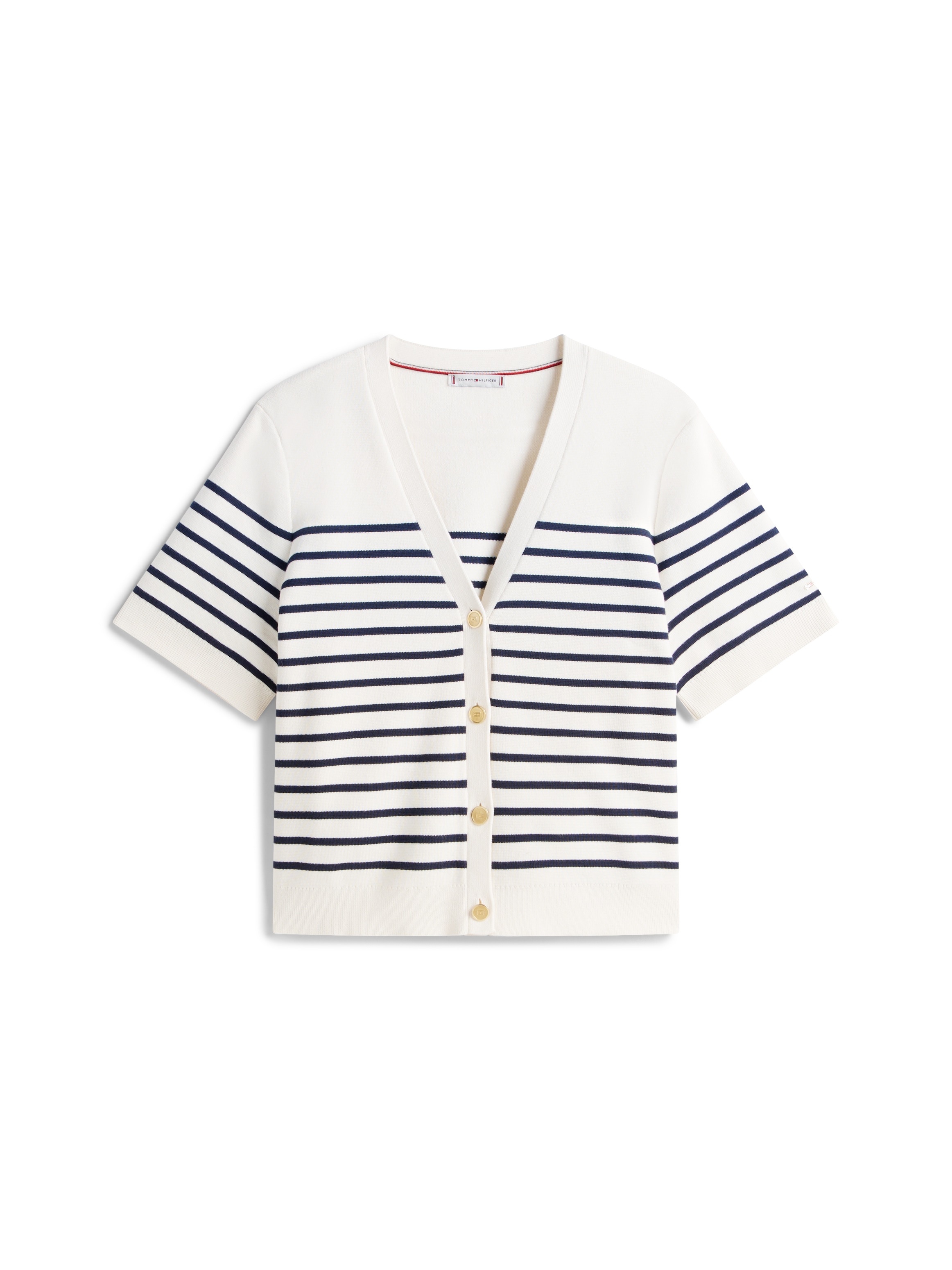 Tommy Hilfiger Curve Veste en tricot »CRV CO JRSY MID GG GOLD BTN CRDI« in grossen Grössen, mit goldfarbenen Knöpfen