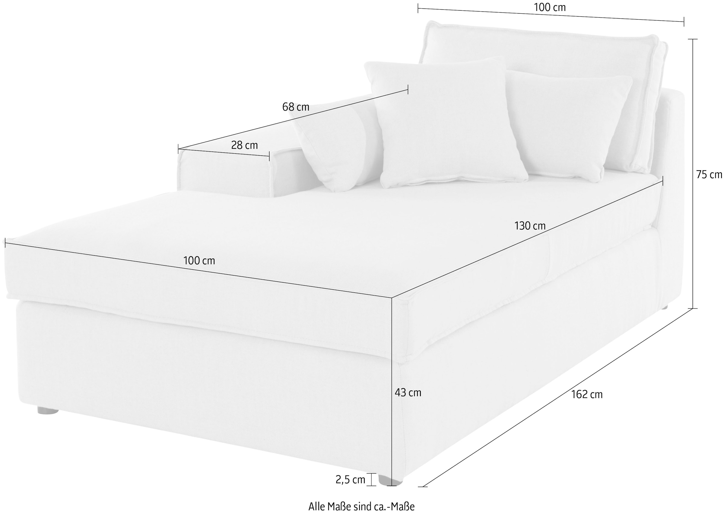 GOODproduct Ottomane »Florid« peut être utilisé seul ou comme partie d’un canapé modulaire, aussi en velours côtelé
